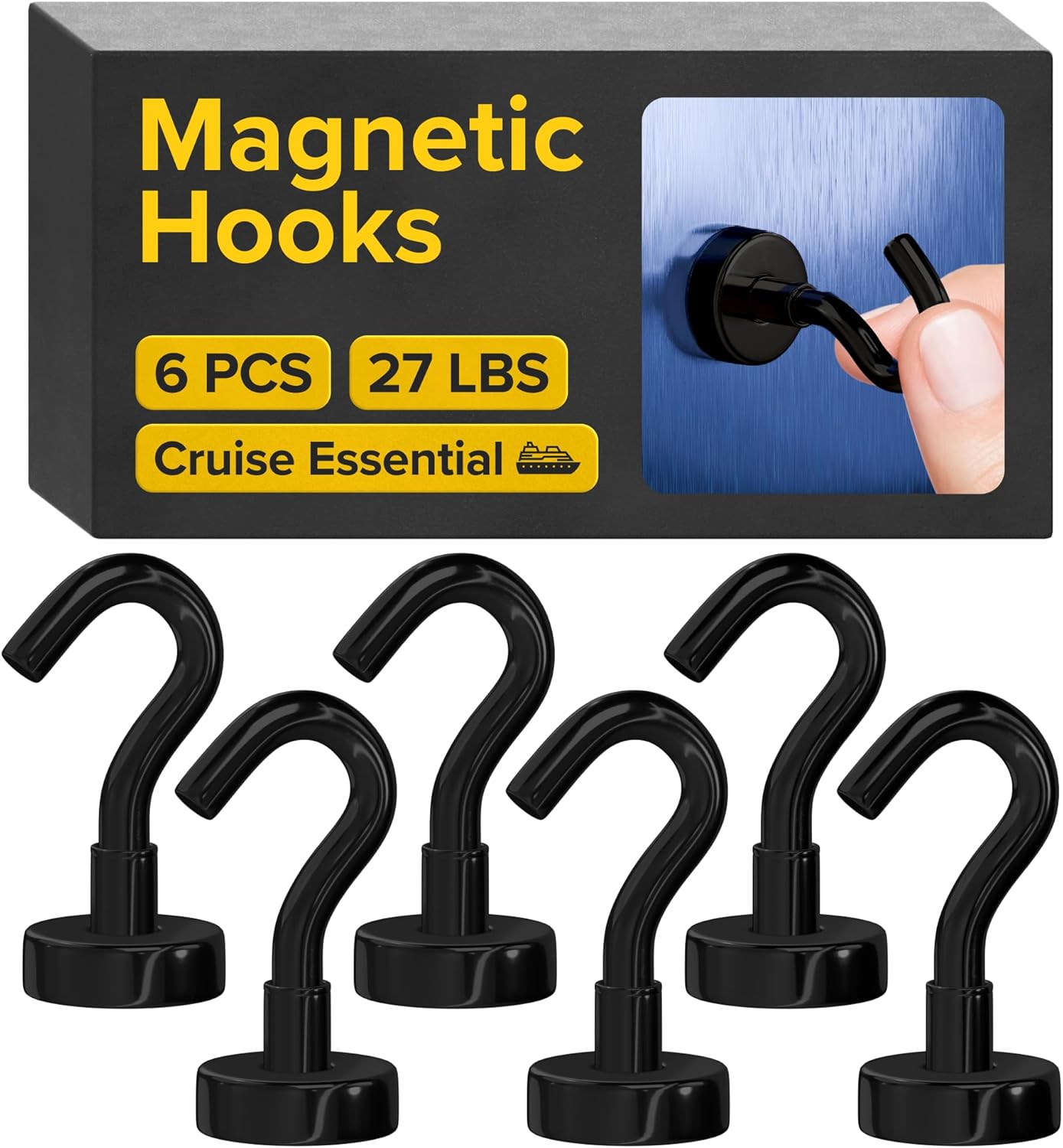 Magnetic Hooks - Heavy Duty Neodymium Magnetic Hooks for Cruise Cabins