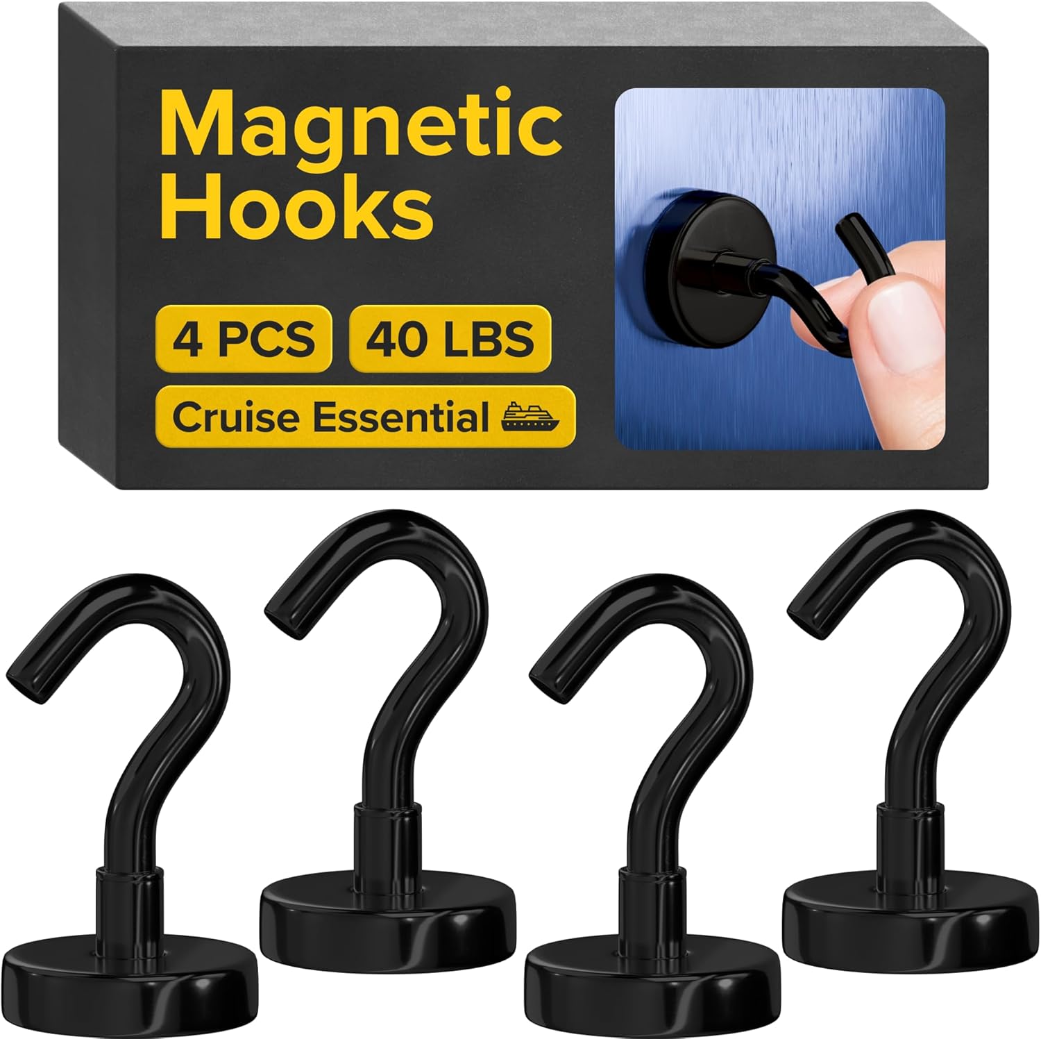Magnetic Hooks - Heavy Duty Neodymium Magnetic Hooks for Cruise Cabins