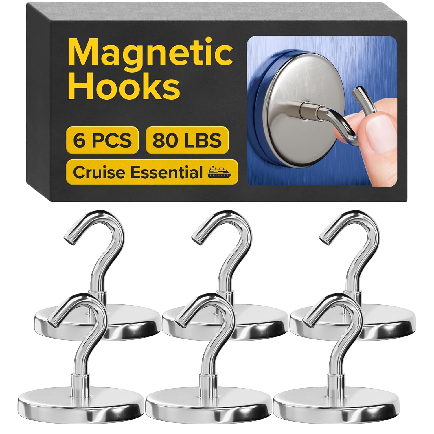 Magnetic Hooks - Heavy Duty Neodymium Magnetic Hooks for Cruise Cabins