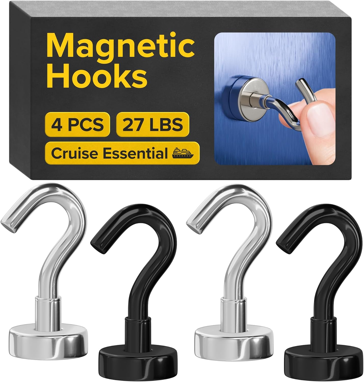 Magnetic Hooks - Heavy Duty Neodymium Magnetic Hooks for Cruise Cabins