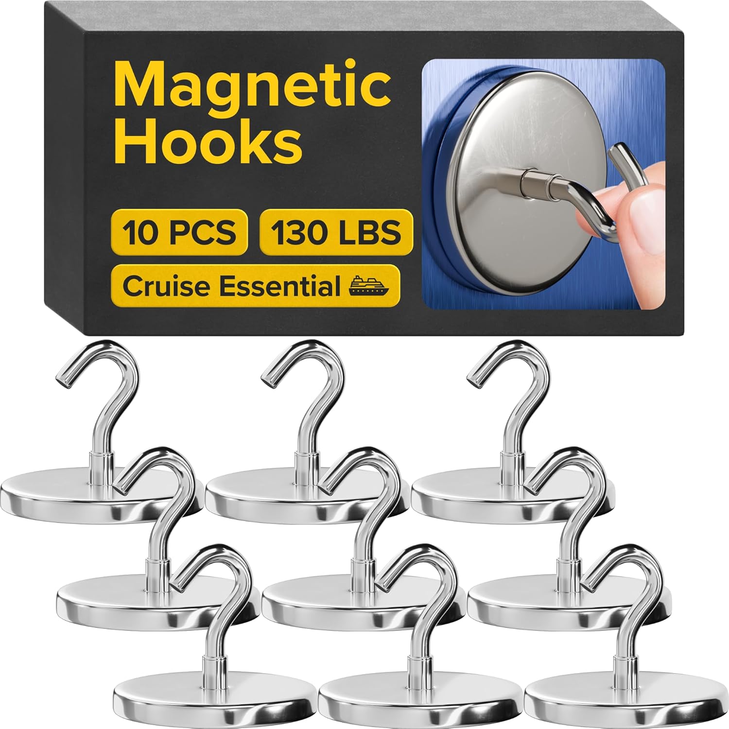 Magnetic Hooks - Heavy Duty Neodymium Magnetic Hooks for Cruise Cabins