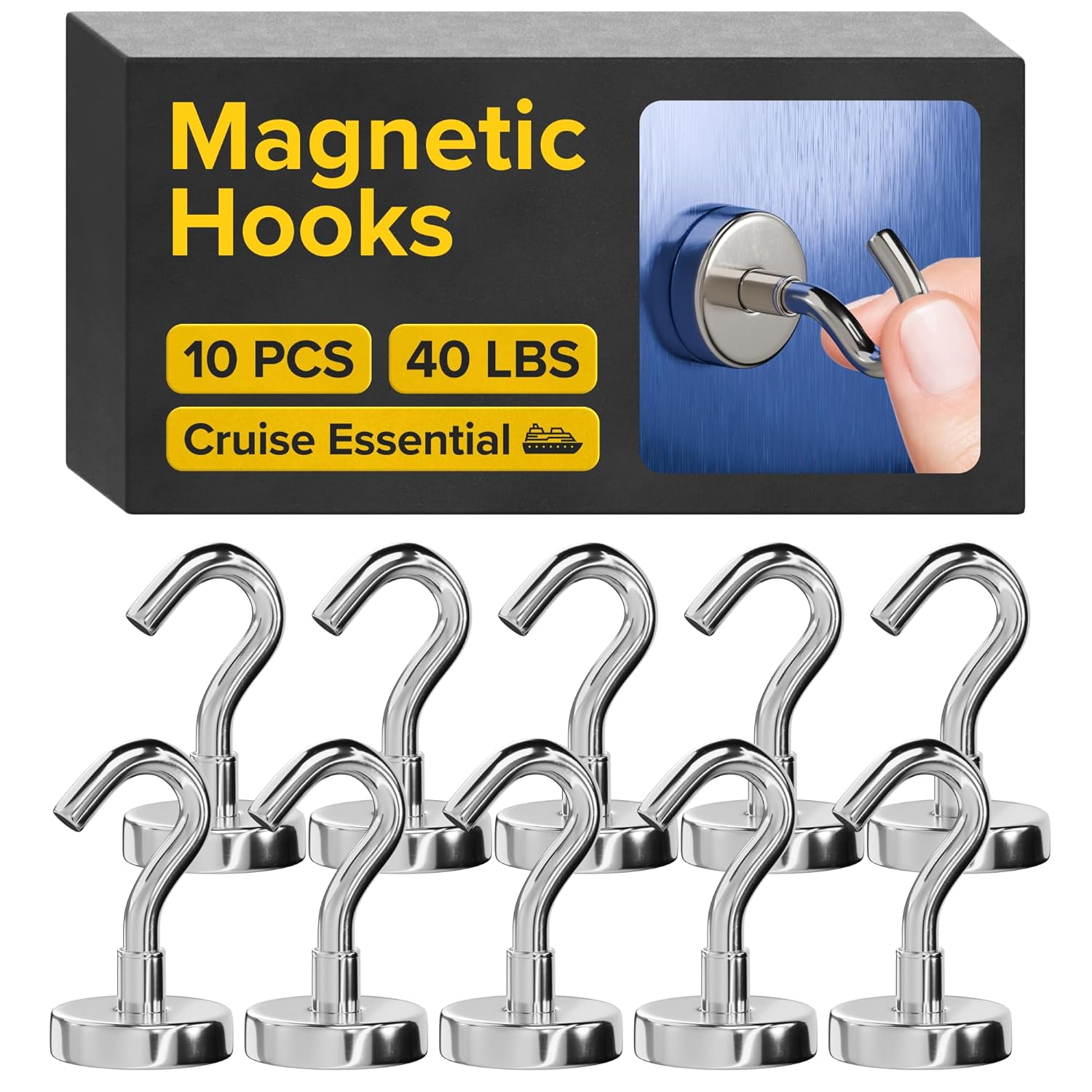 Magnetic Hooks - Heavy Duty Neodymium Magnetic Hooks for Cruise Cabins
