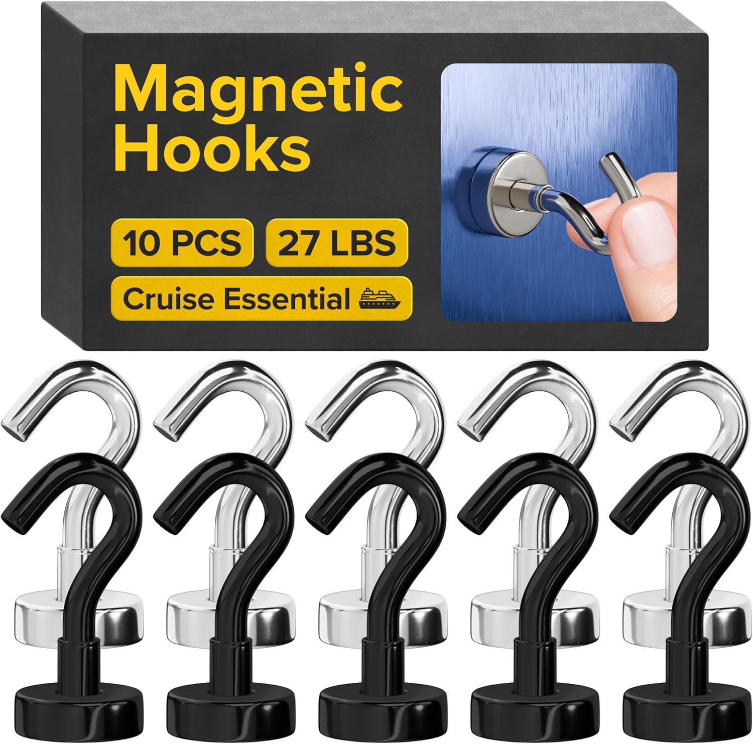 Magnetic Hooks - Heavy Duty Neodymium Magnetic Hooks for Cruise Cabins