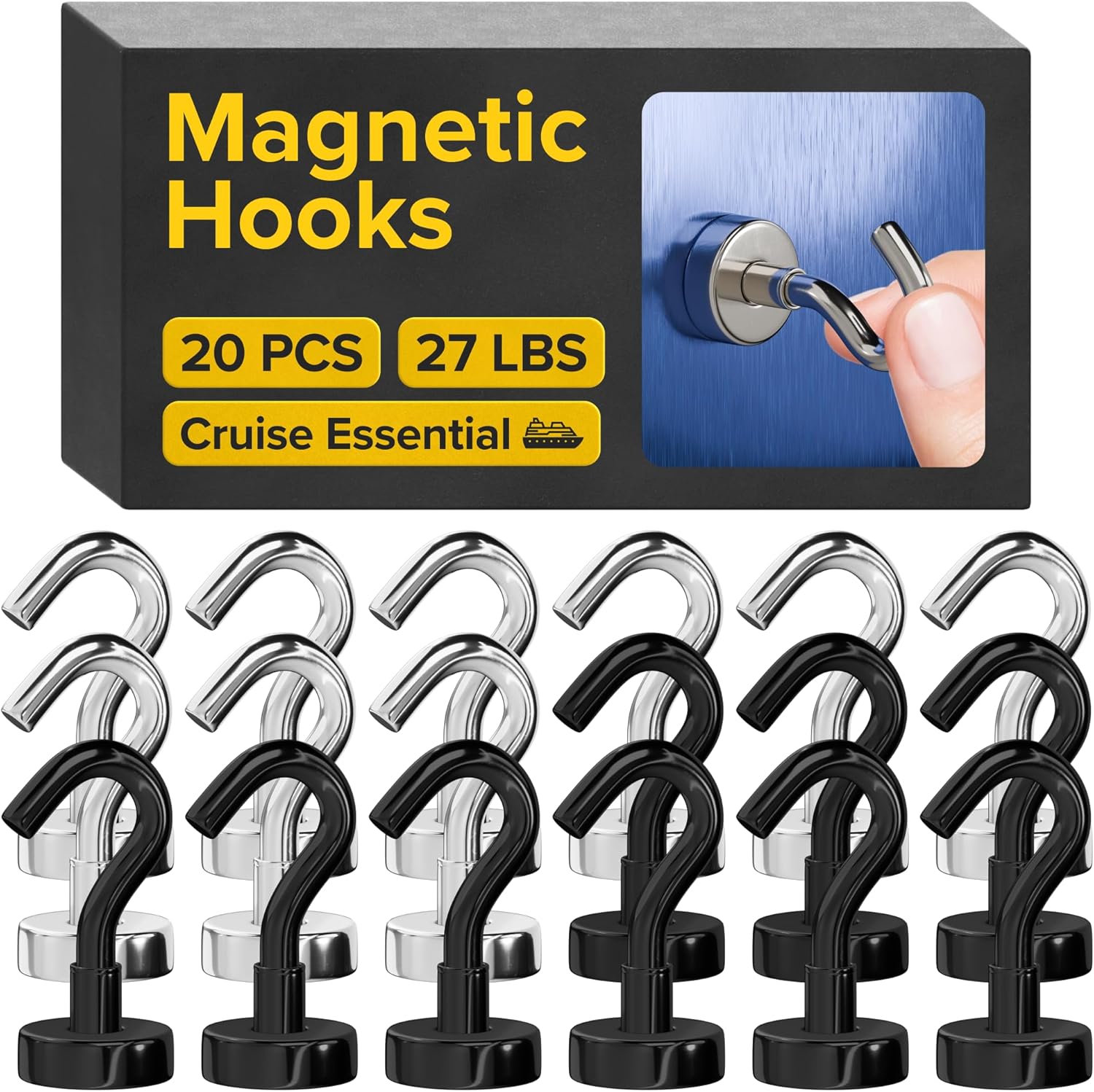Magnetic Hooks - Heavy Duty Neodymium Magnetic Hooks for Cruise Cabins
