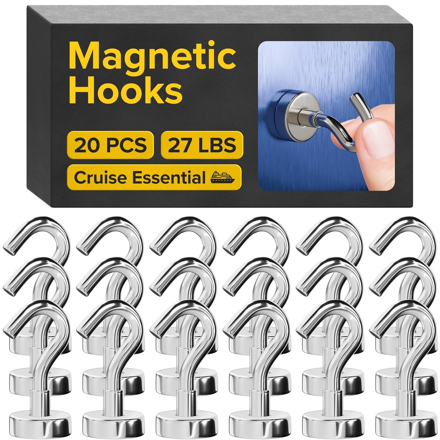Magnetic Hooks - Heavy Duty Neodymium Magnetic Hooks for Cruise Cabins