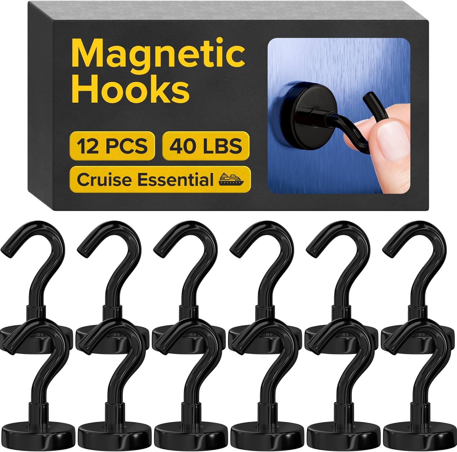 Magnetic Hooks - Heavy Duty Neodymium Magnetic Hooks for Cruise Cabins