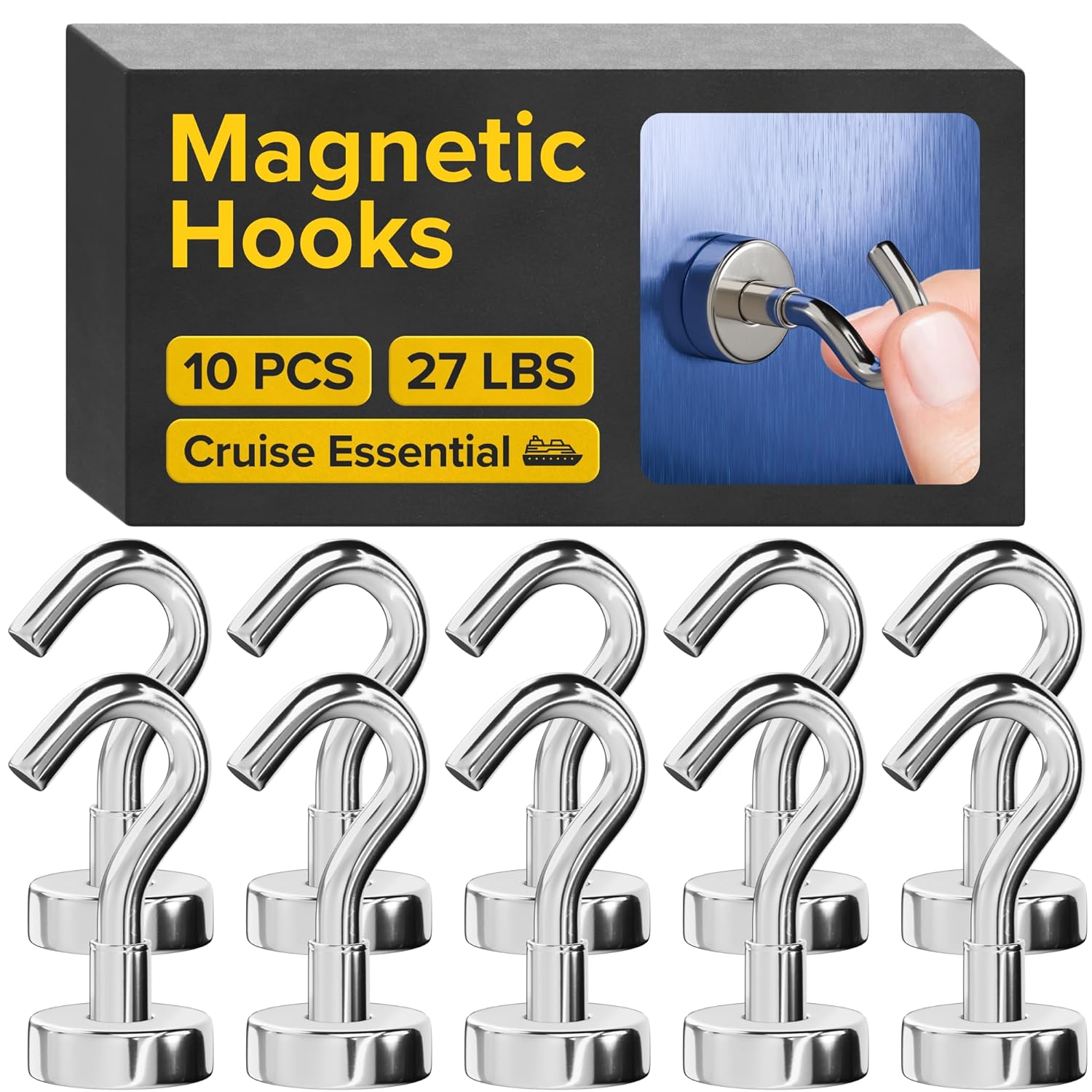 Magnetic Hooks - Heavy Duty Neodymium Magnetic Hooks for Cruise Cabins
