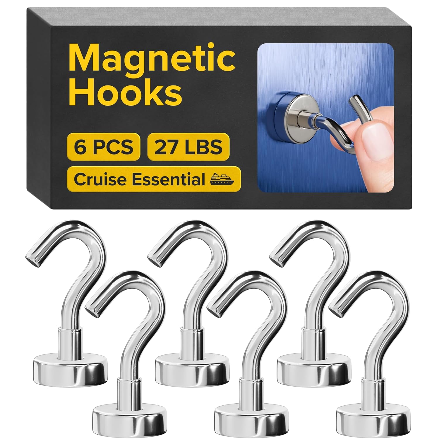 Magnetic Hooks - Heavy Duty Neodymium Magnetic Hooks for Cruise Cabins