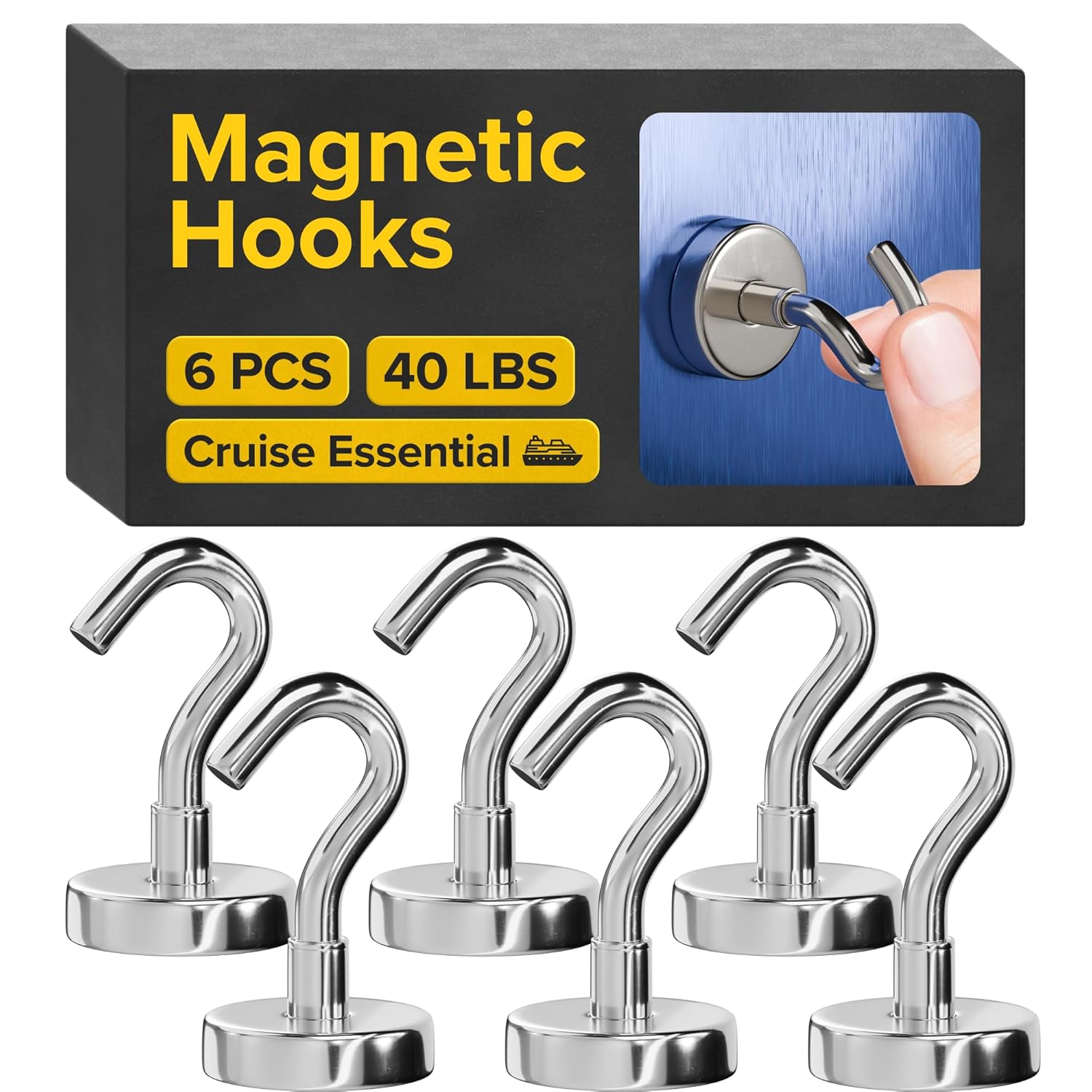 Magnetic Hooks - Heavy Duty Neodymium Magnetic Hooks for Cruise Cabins
