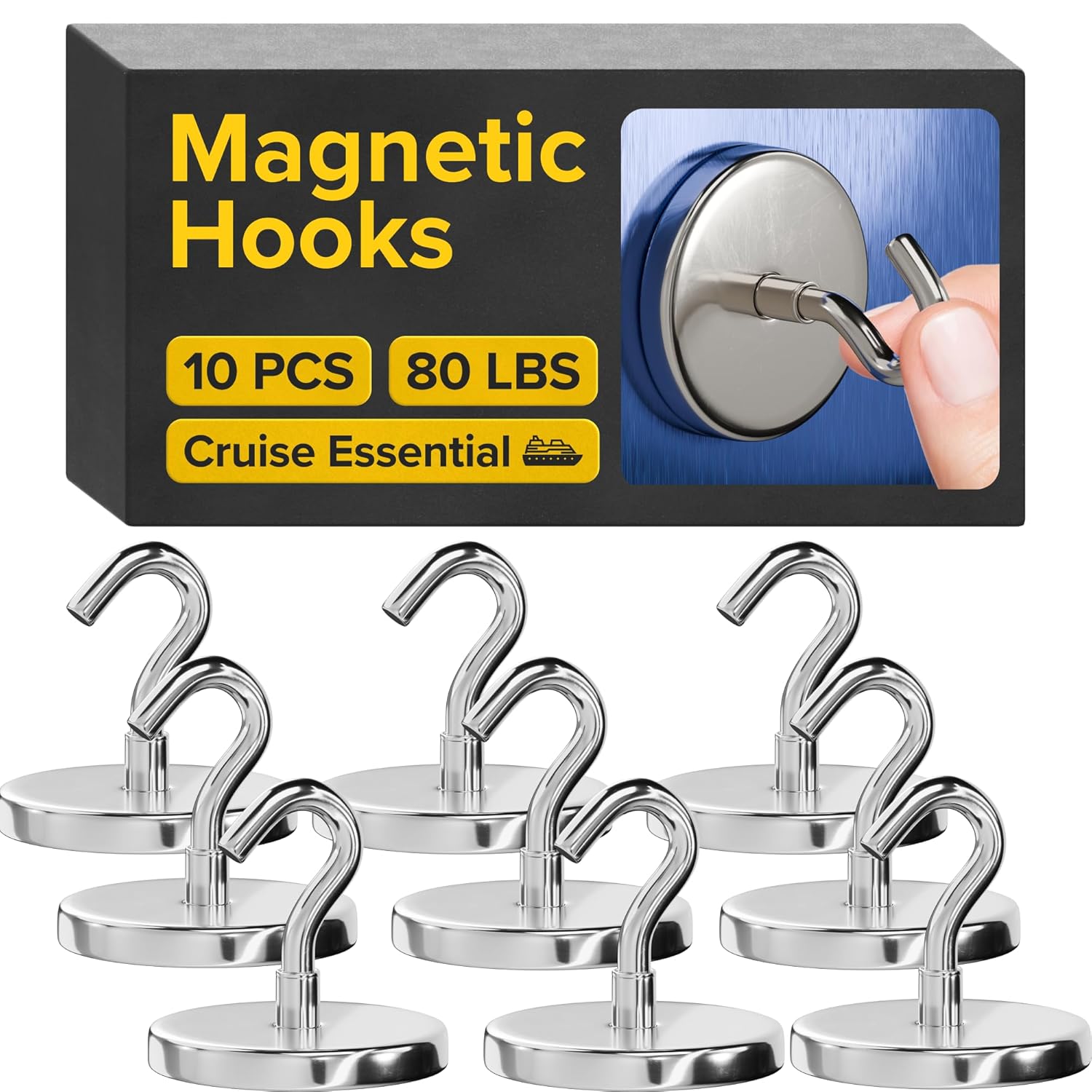 Magnetic Hooks - Heavy Duty Neodymium Magnetic Hooks for Cruise Cabins
