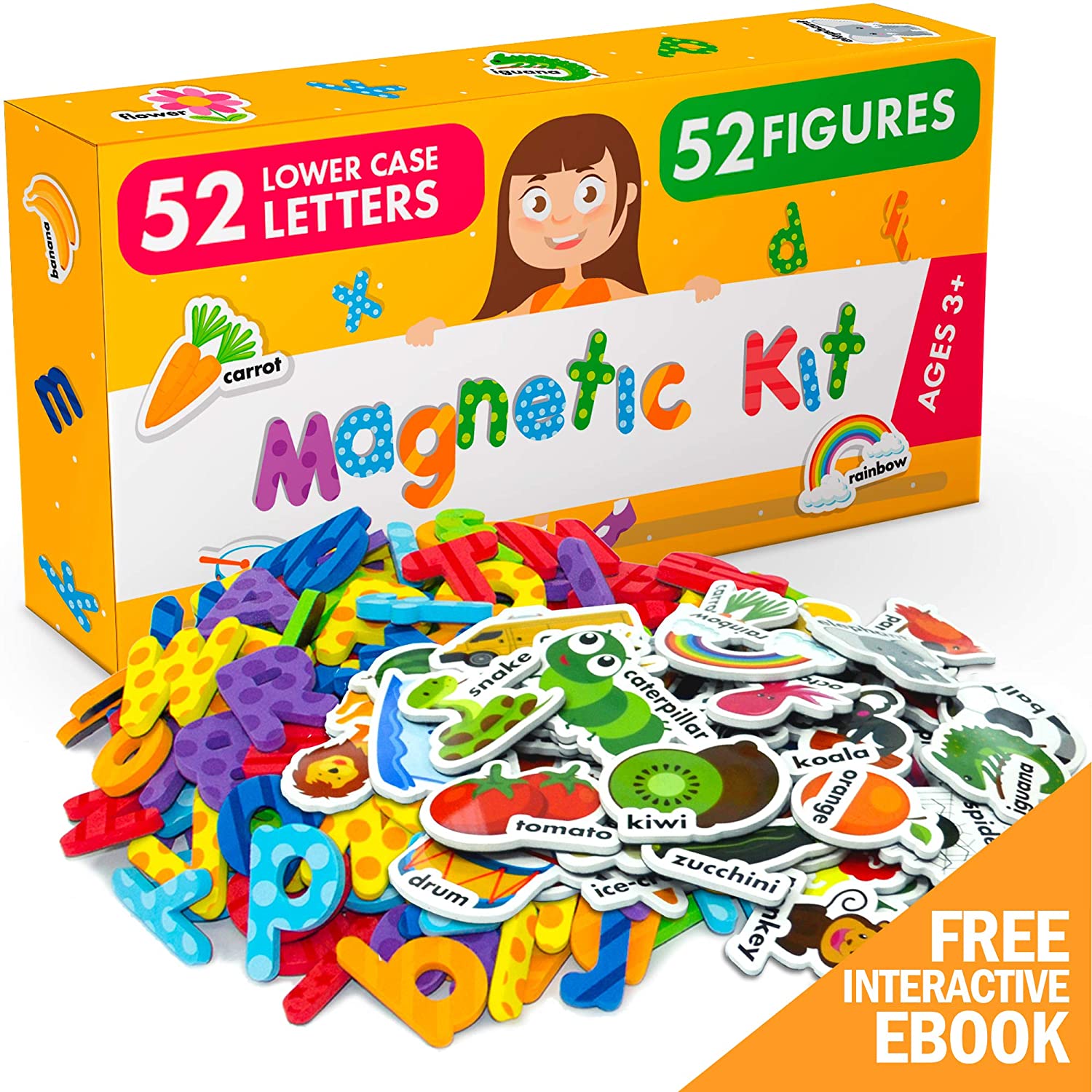 Foam Magnets for Kids - Magnetic Letters for Toddlers - ABC Alphabet Magnets for Fridge - Baby Magnets - 104 PCs UK