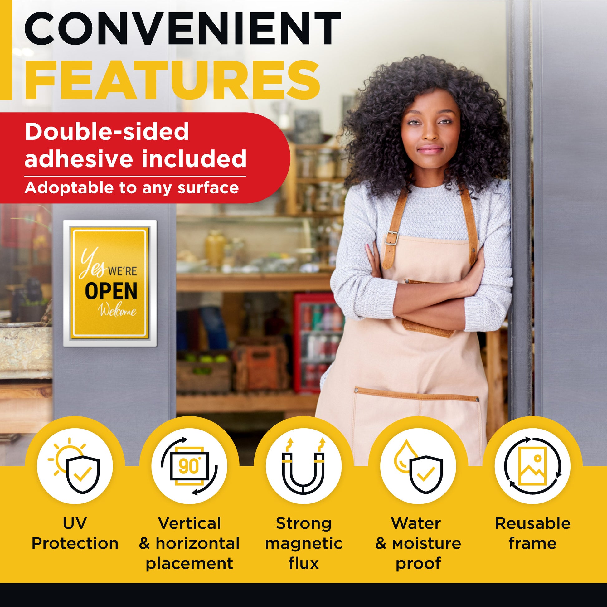 Magnetic Picture Frame - Self Adhesive Magnetic Display Frame for Office School Classroom Home - Magnetic Photo Pockets