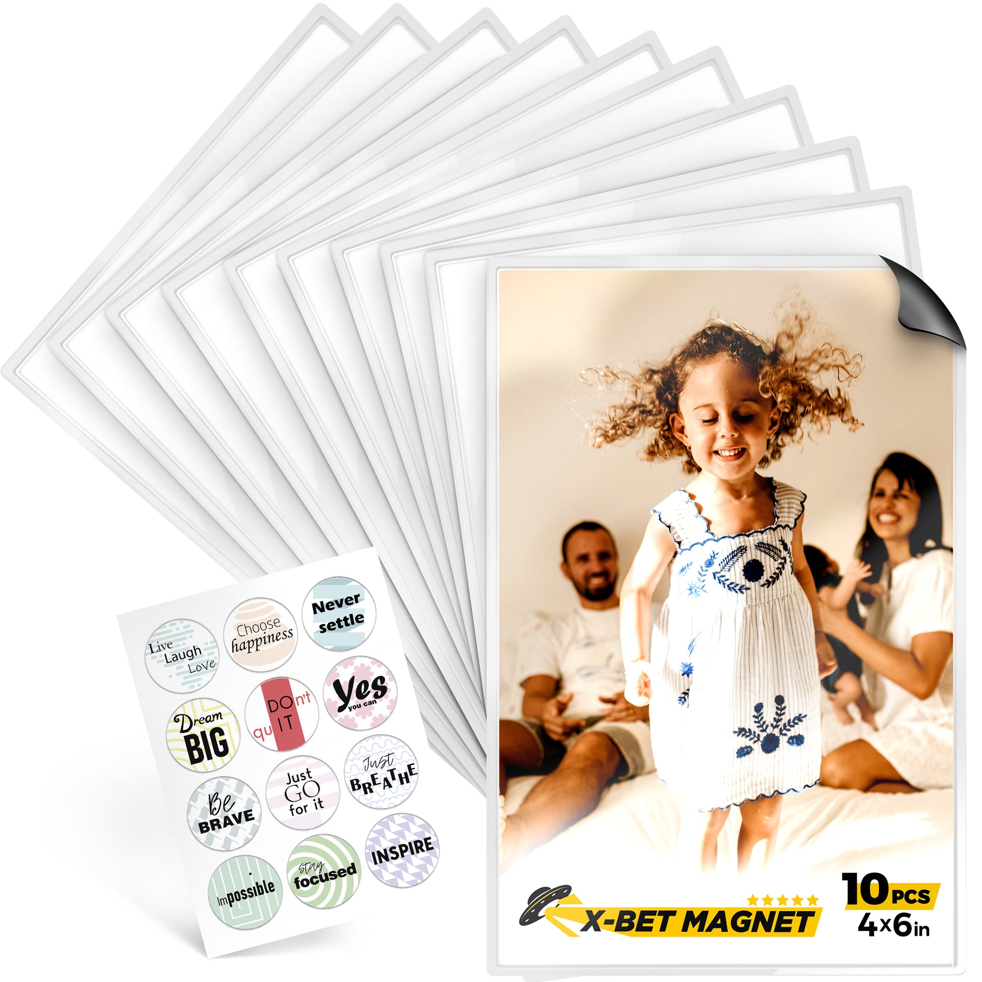 Magnetic Photo Frames for Refrigerator 10 PCs – Magnetic Picture Frames for Fridge 4" x 6" – Magnetic Photo Pockets