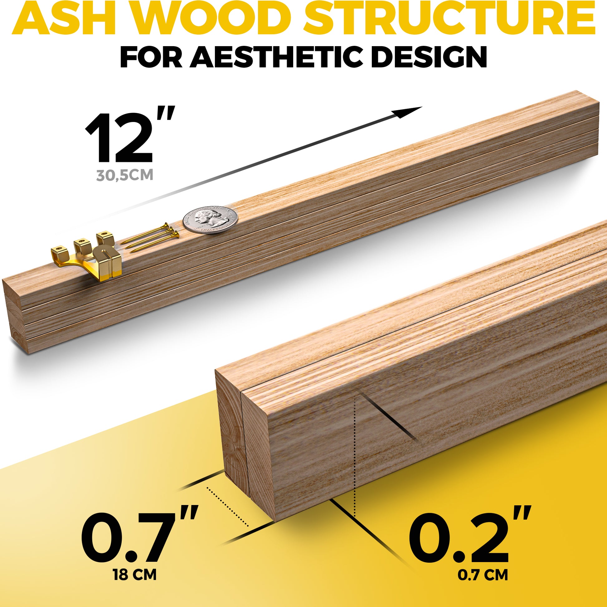 Magnetic Poster Hanger Frame 12" – Magnetic Hanging Frame Ash Wood –  Poster Holder for Pictures, Photos, Prints, Maps and Canvas Artwork