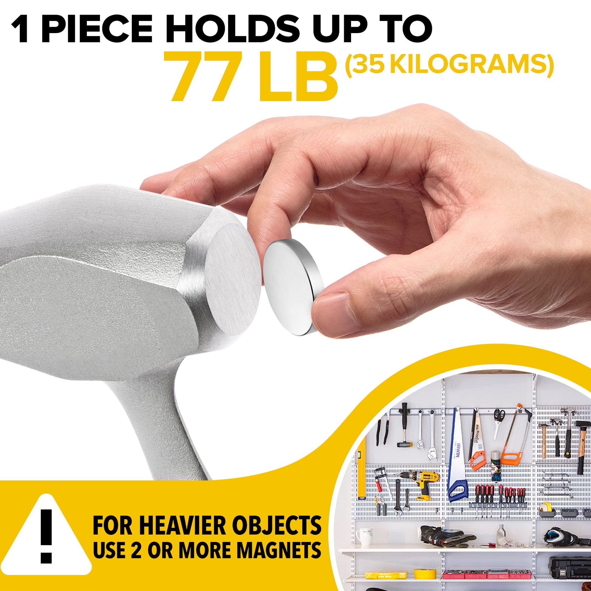 Strong Neodymium Disc Magnets 3 PCs – Rare Earth Round Magnets 33 mm (1.3 inch) – Heavy Duty Neodymium N52 Magnets