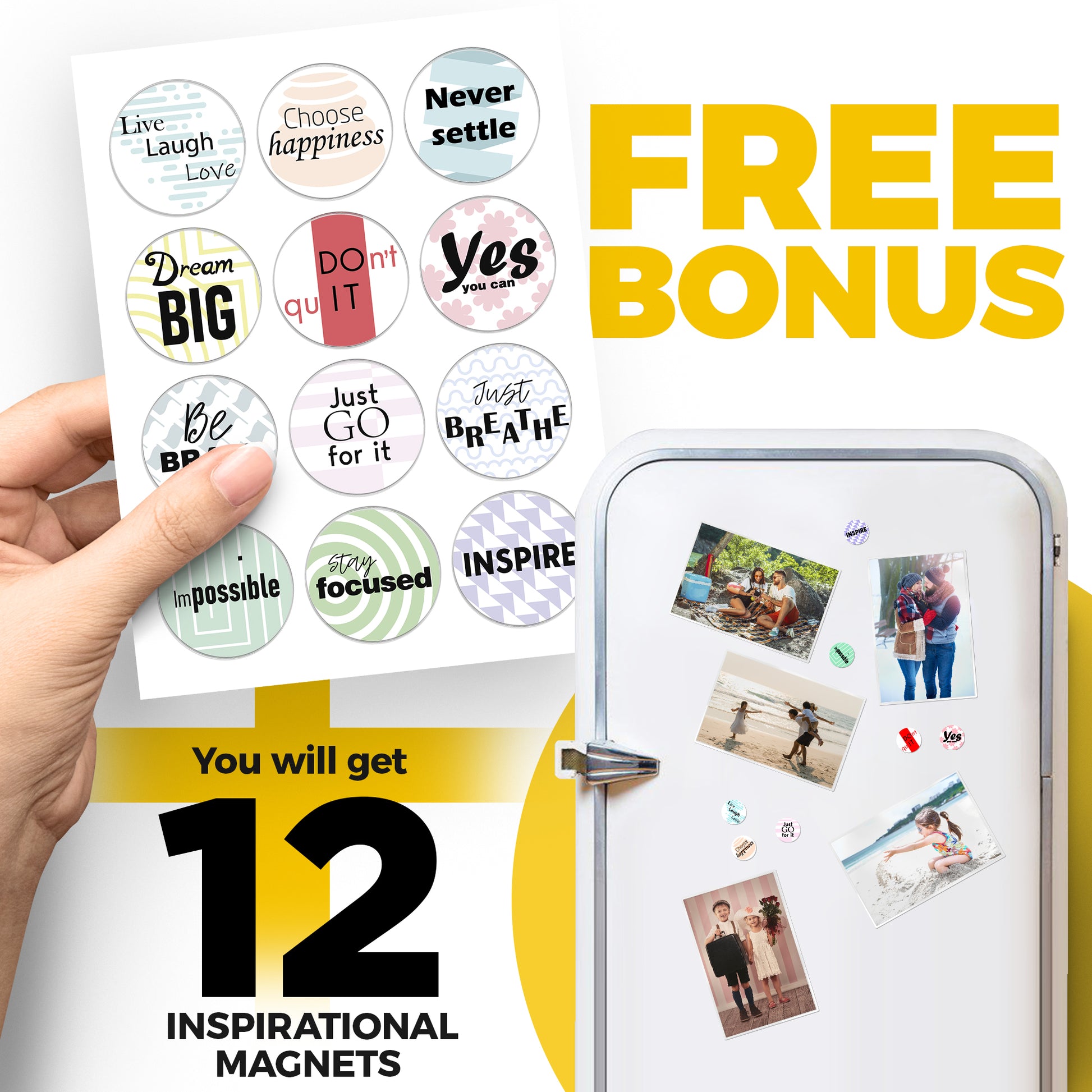 Magnetic Picture Frames for Refrigerator 12 PCs – Magnetic Photo Frames for Fridge 4" x 6" – Picture Frames for Photo Magnets