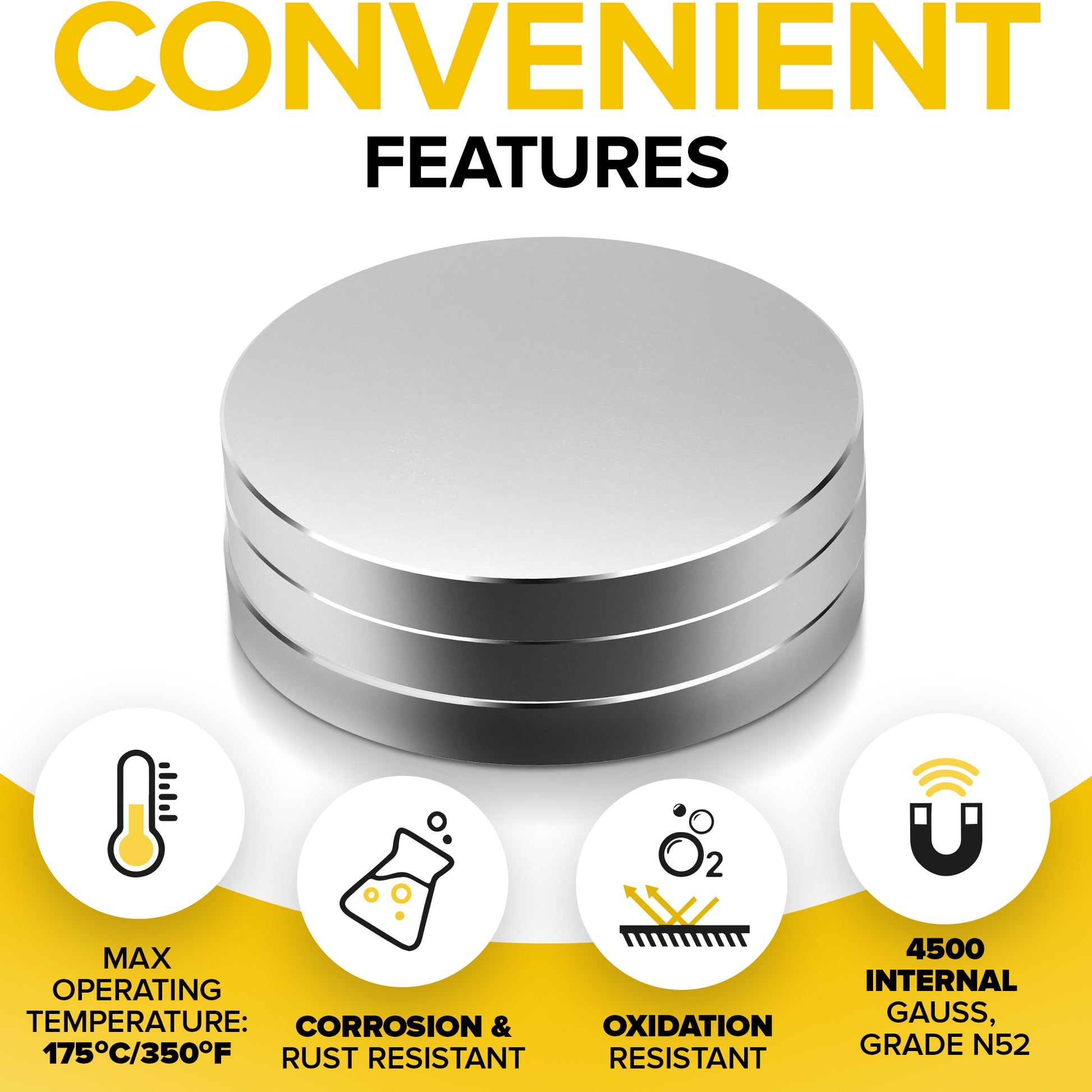 Strong Neodymium Disc Magnets 3 PCs – Rare Earth Round Magnets 33 mm (1.3 inch) – Heavy Duty Neodymium N52 Magnets