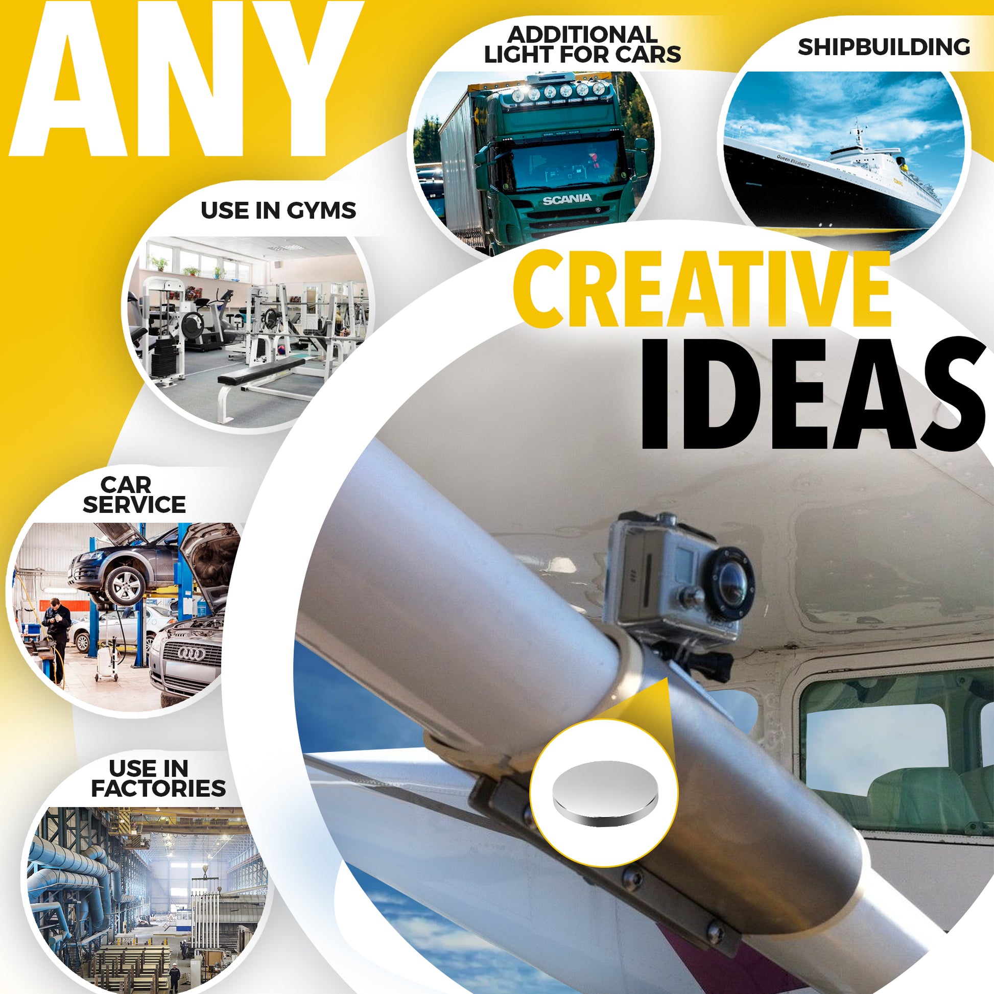 Strong Neodymium Disc Magnets 3 PCs – Rare Earth Round Magnets 33 mm (1.3 inch) – Heavy Duty Neodymium N52 Magnets