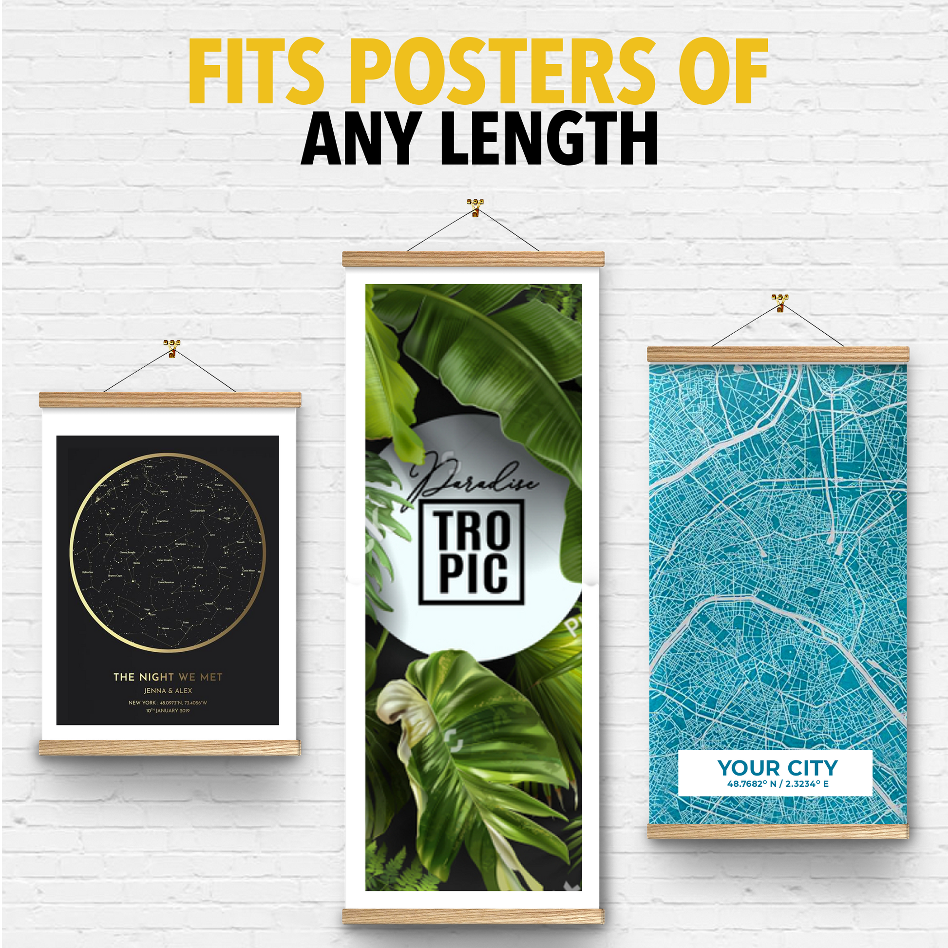 Magnetic Poster Hanger Frame 12" – Magnetic Hanging Frame Ash Wood –  Poster Holder for Pictures, Photos, Prints, Maps and Canvas Artwork