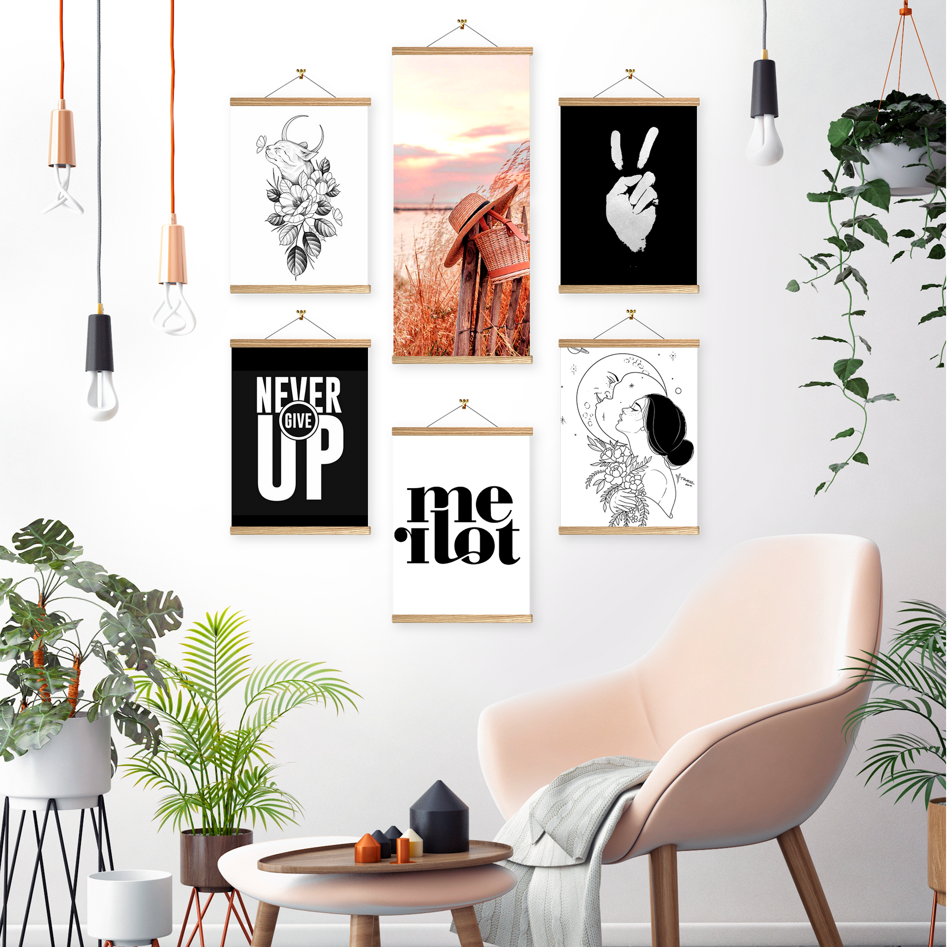 Magnetic Poster Hanger Frame 12" – Magnetic Hanging Frame Ash Wood –  Poster Holder for Pictures, Photos, Prints, Maps and Canvas Artwork