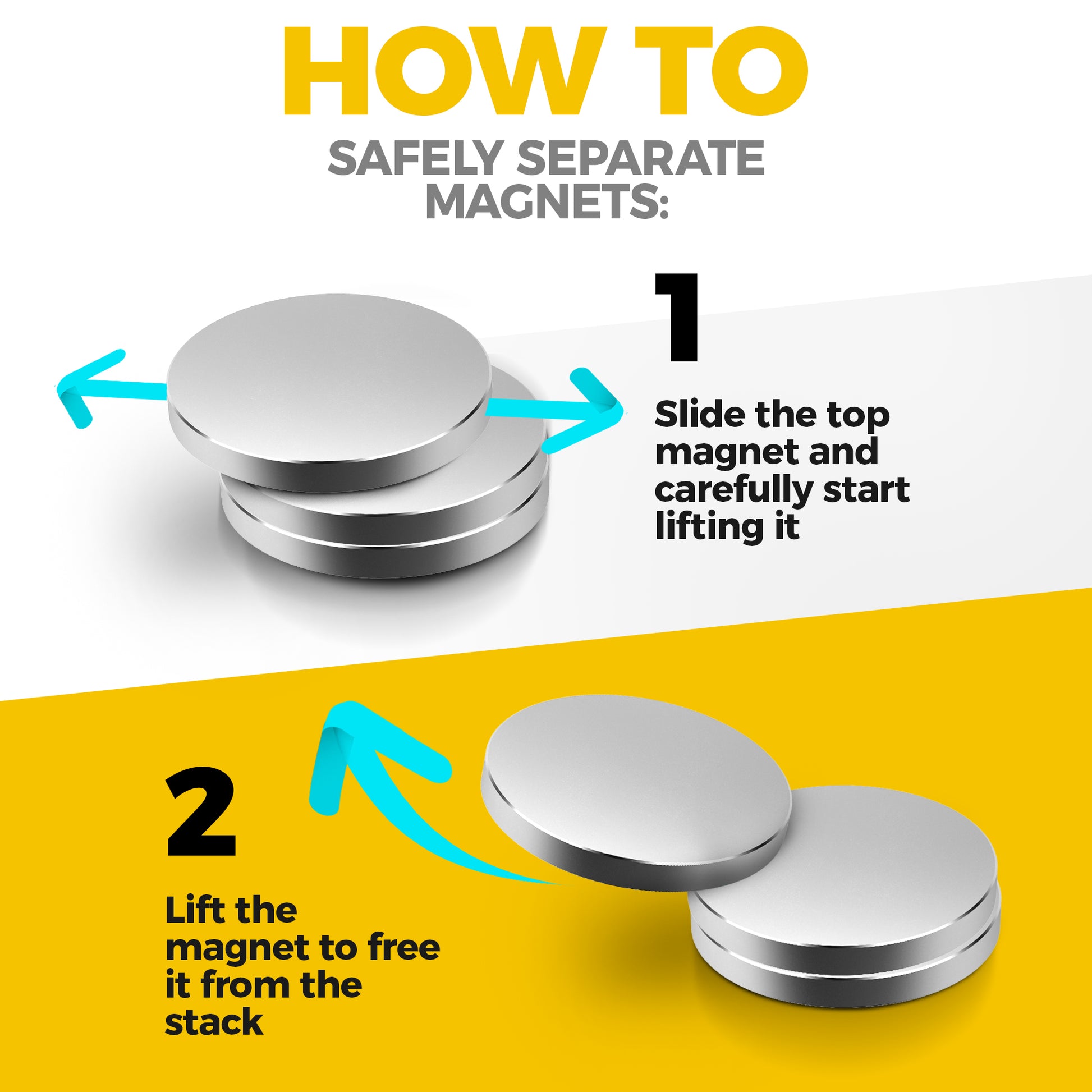 Strong Neodymium Disc Magnets 3 PCs – Rare Earth Round Magnets 33 mm (1.3 inch) – Heavy Duty Neodymium N52 Magnets