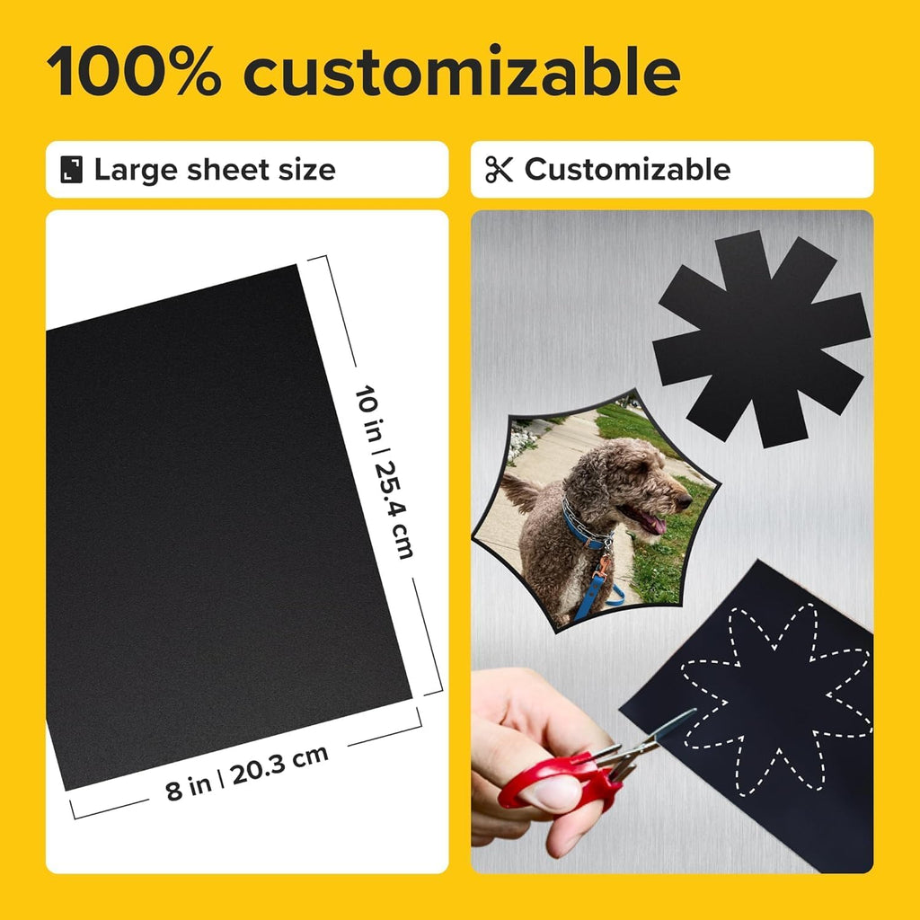 DIY Craft Magnetic Sheets with adhesive backing - 8x10" 10 pack Adhesive Sheets for Magnetic Stickers and Photos - 100% Customizable