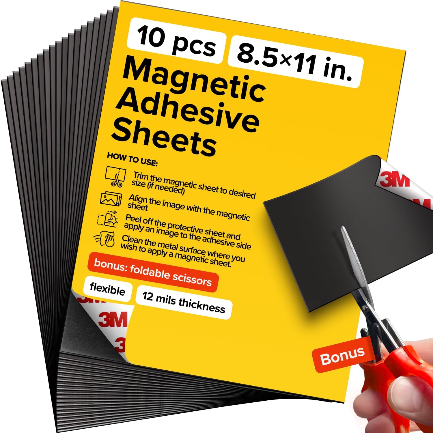 DIY Craft Magnetic Sheets with adhesive backing - Adhesive Sheets for Magnetic Stickers and Photos - 100% Customizable