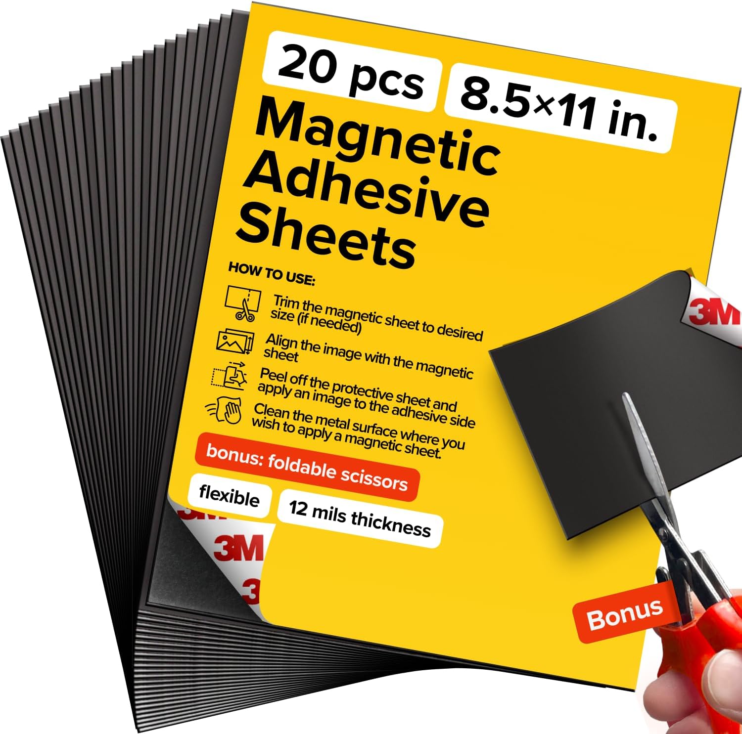 DIY Craft Magnetic Sheets with adhesive backing - Adhesive Sheets for Magnetic Stickers and Photos - 100% Customizable
