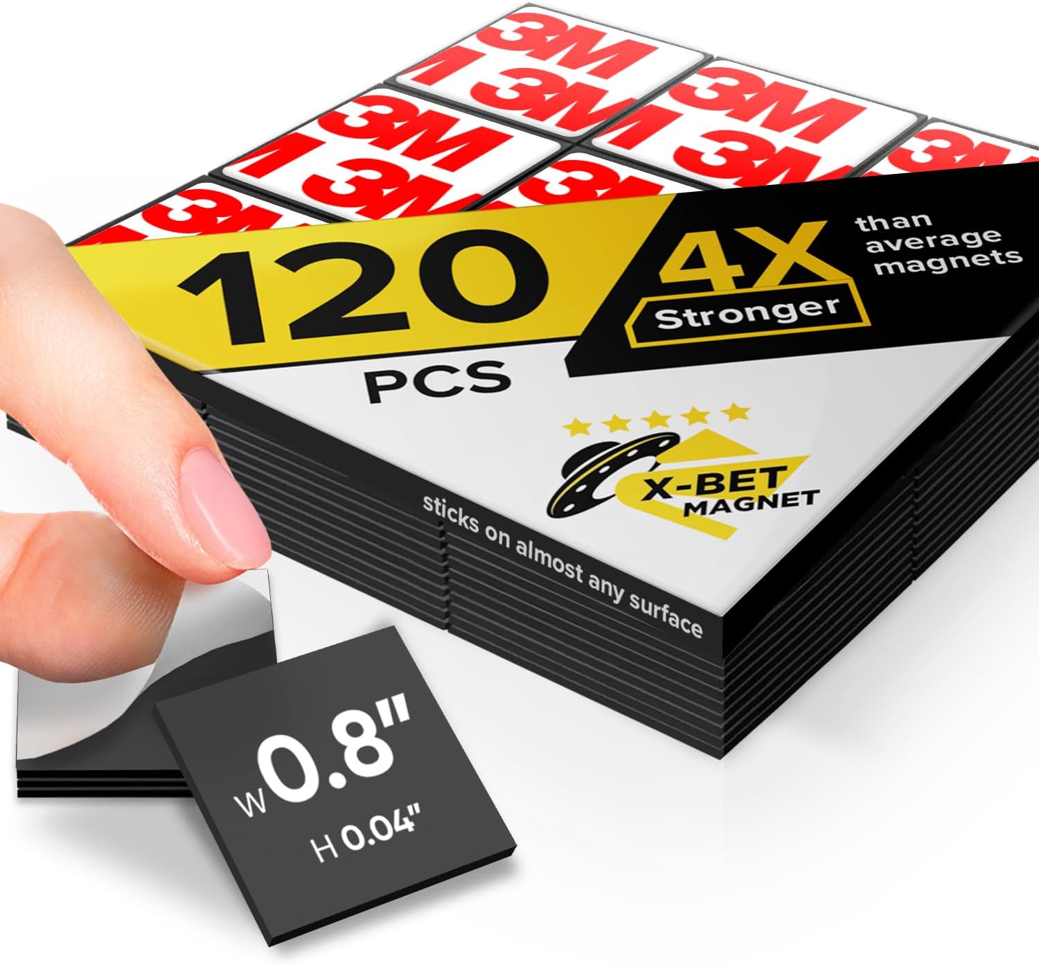 Hyper-Sticky Magnets with Adhesive Backing - Strong Magnetic Squares for Whiteboard, Fridge, Crafts - Easy to Cut Stickers for Planning and Organization