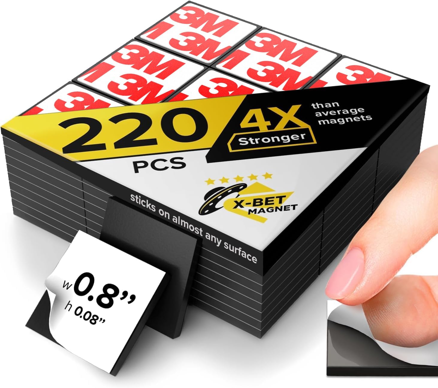 Hyper-Sticky Magnets with Adhesive Backing - Strong Magnetic Squares for Whiteboard, Fridge, Crafts - Easy to Cut Stickers for Planning and Organization