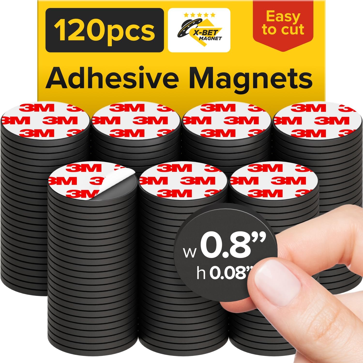 Hyper-Sticky Magnets with Adhesive Backing - 120pcs 0.8"x0.08" Strong Magnetic Dots for Whiteboard, Fridge - Easy-to-Cut Stickers for Planning and Organization - Teacher Must Have - Teacher Supplies