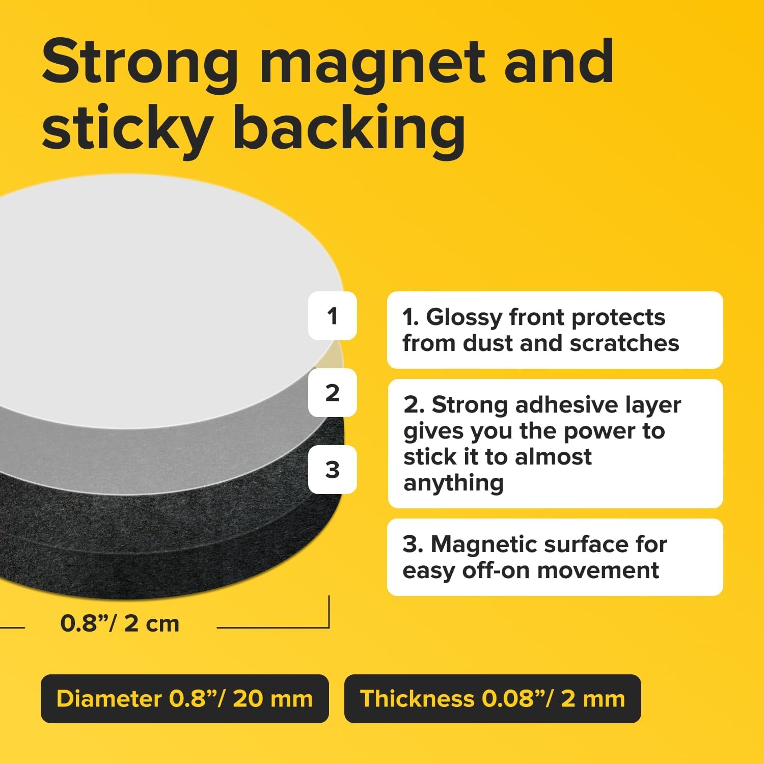 X-bet MAGNET Hyper-Sticky Magnets with Adhesive Backing - (0.8'' x 0.08'', 240 pcs) Strong Magnetic Dots for Whiteboard, Fridge, Crafts - Easy-to-Cut Stickers for Planning and Organization