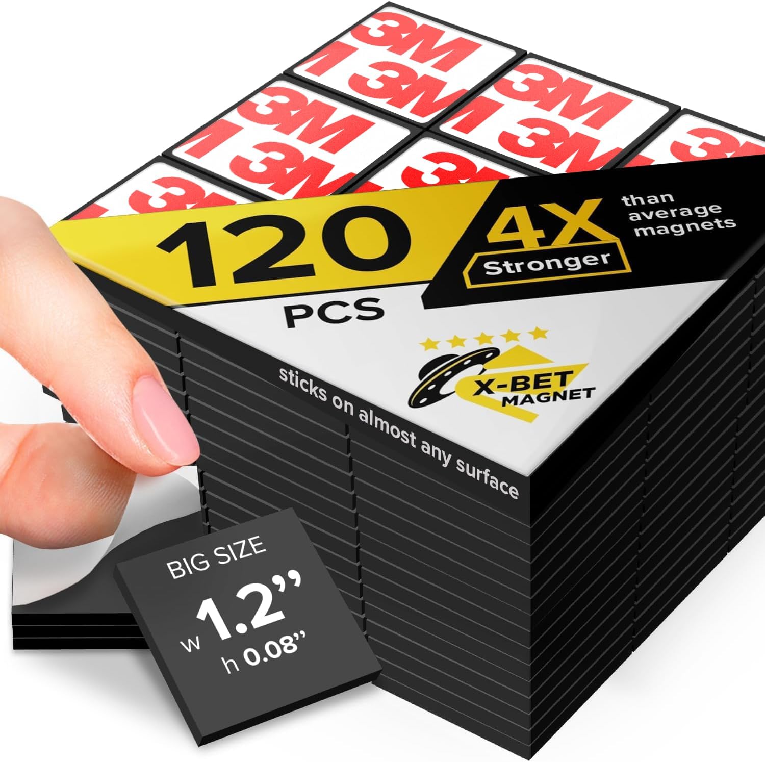 Hyper-Sticky Magnets with Adhesive Backing - Strong Magnetic Squares for Whiteboard, Fridge, Crafts - Easy to Cut Stickers for Planning and Organization