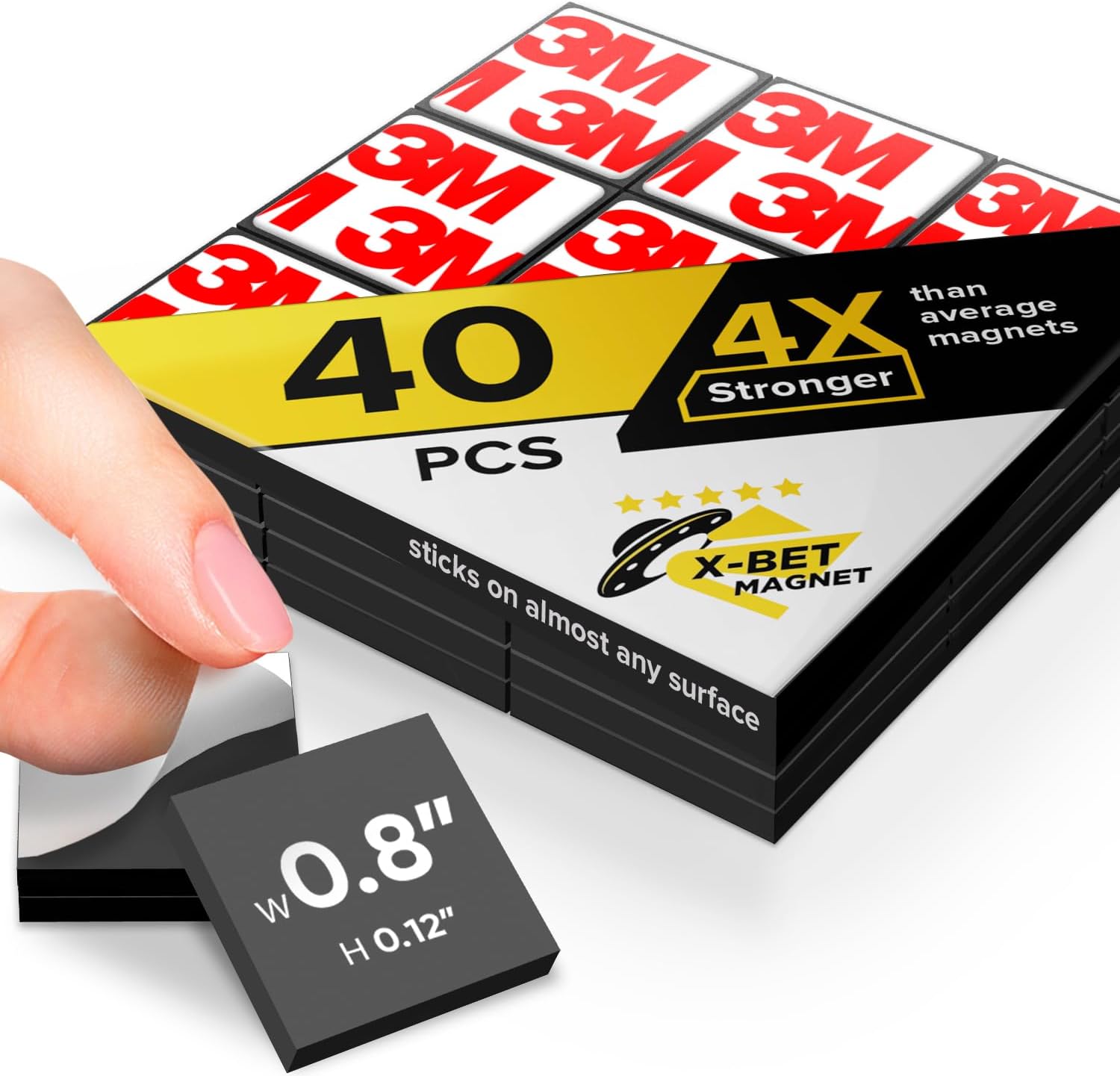 Hyper-Sticky Magnets with Adhesive Backing - Strong Magnetic Squares for Whiteboard, Fridge, Crafts - Easy to Cut Stickers for Planning and Organization