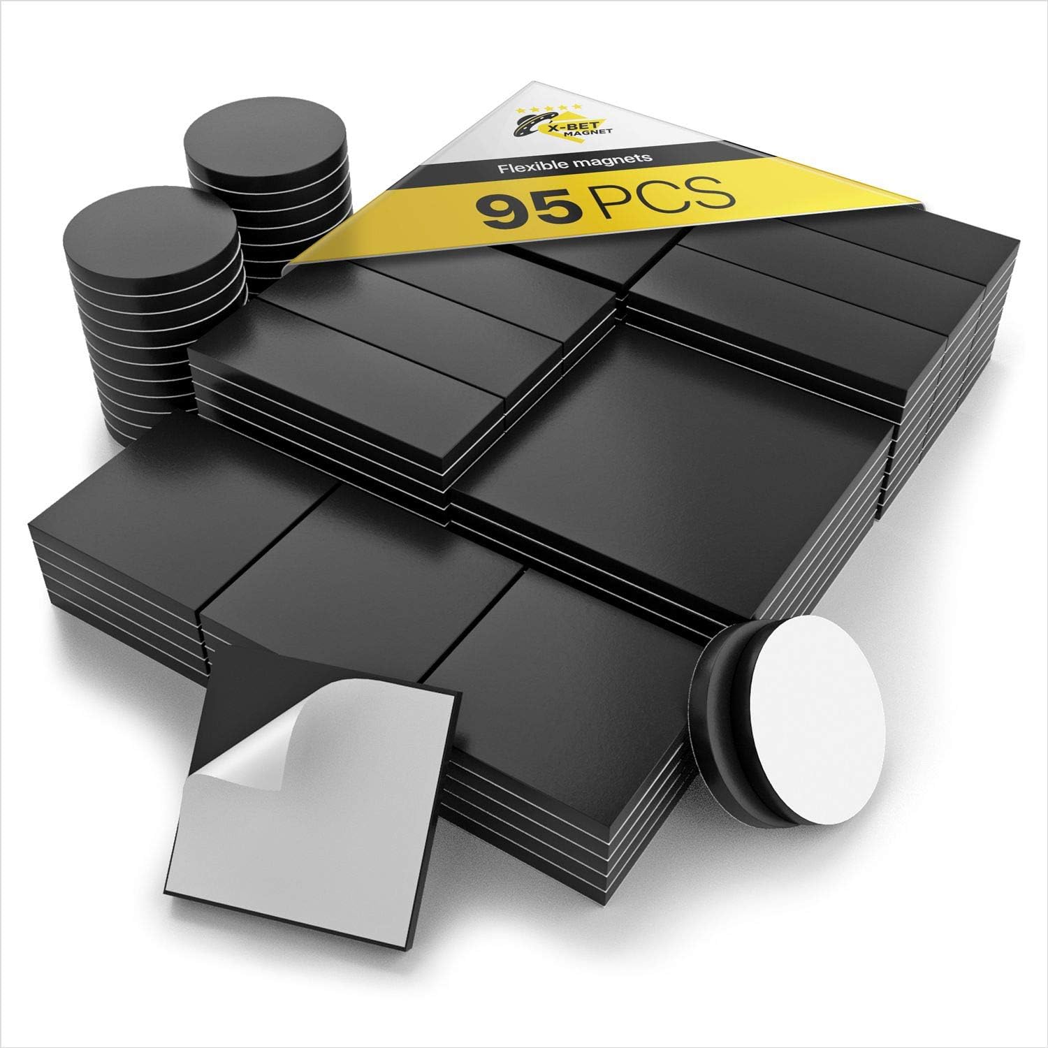 Hyper-Sticky Magnets with Adhesive Backing - Strong Magnetic Squares for Whiteboard, Fridge, Crafts - Easy to Cut Stickers for Planning and Organization