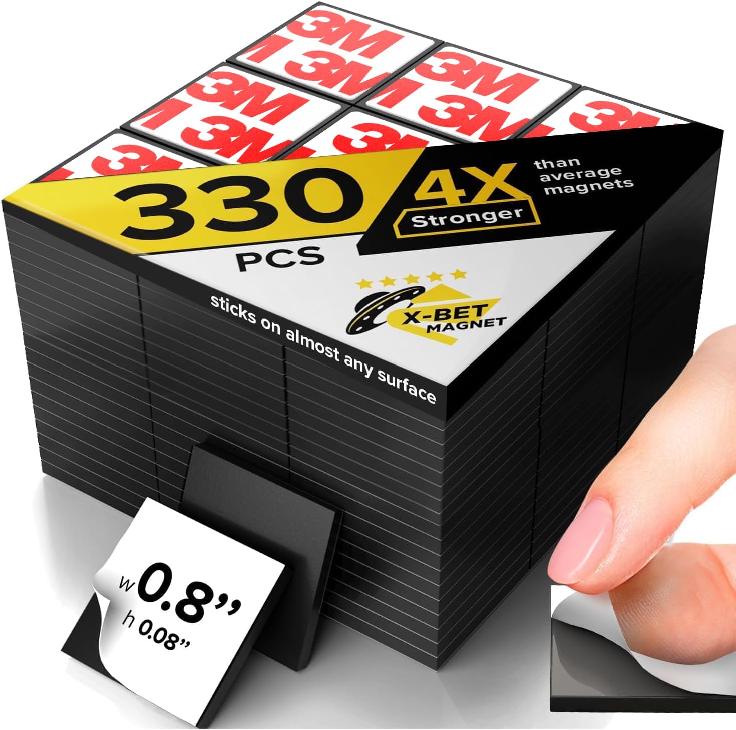 Hyper-Sticky Magnets with Adhesive Backing - Strong Magnetic Squares for Whiteboard, Fridge, Crafts - Easy to Cut Stickers for Planning and Organization