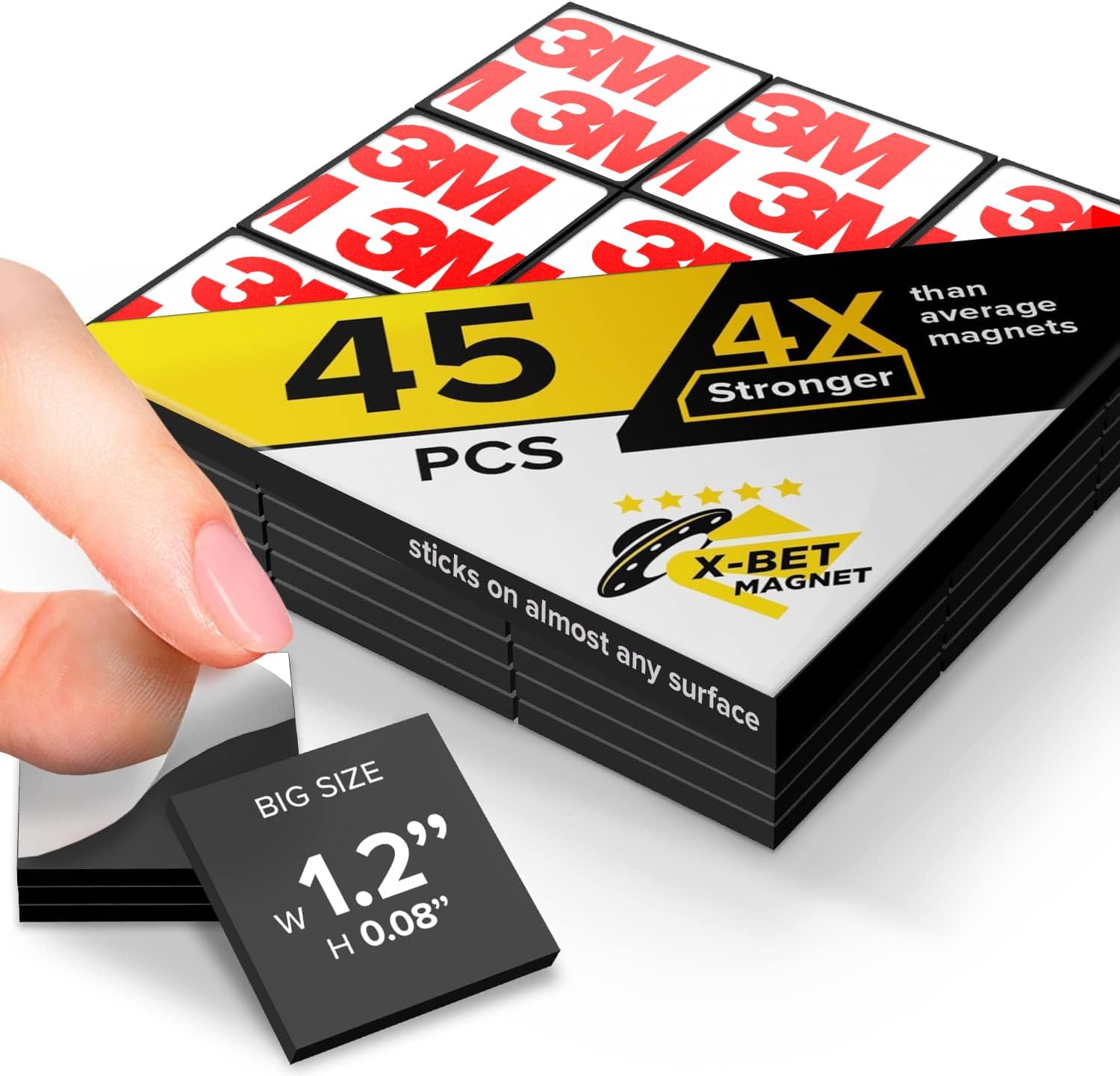 Hyper-Sticky Magnets with Adhesive Backing - Strong Magnetic Squares for Whiteboard, Fridge, Crafts - Easy to Cut Stickers for Planning and Organization