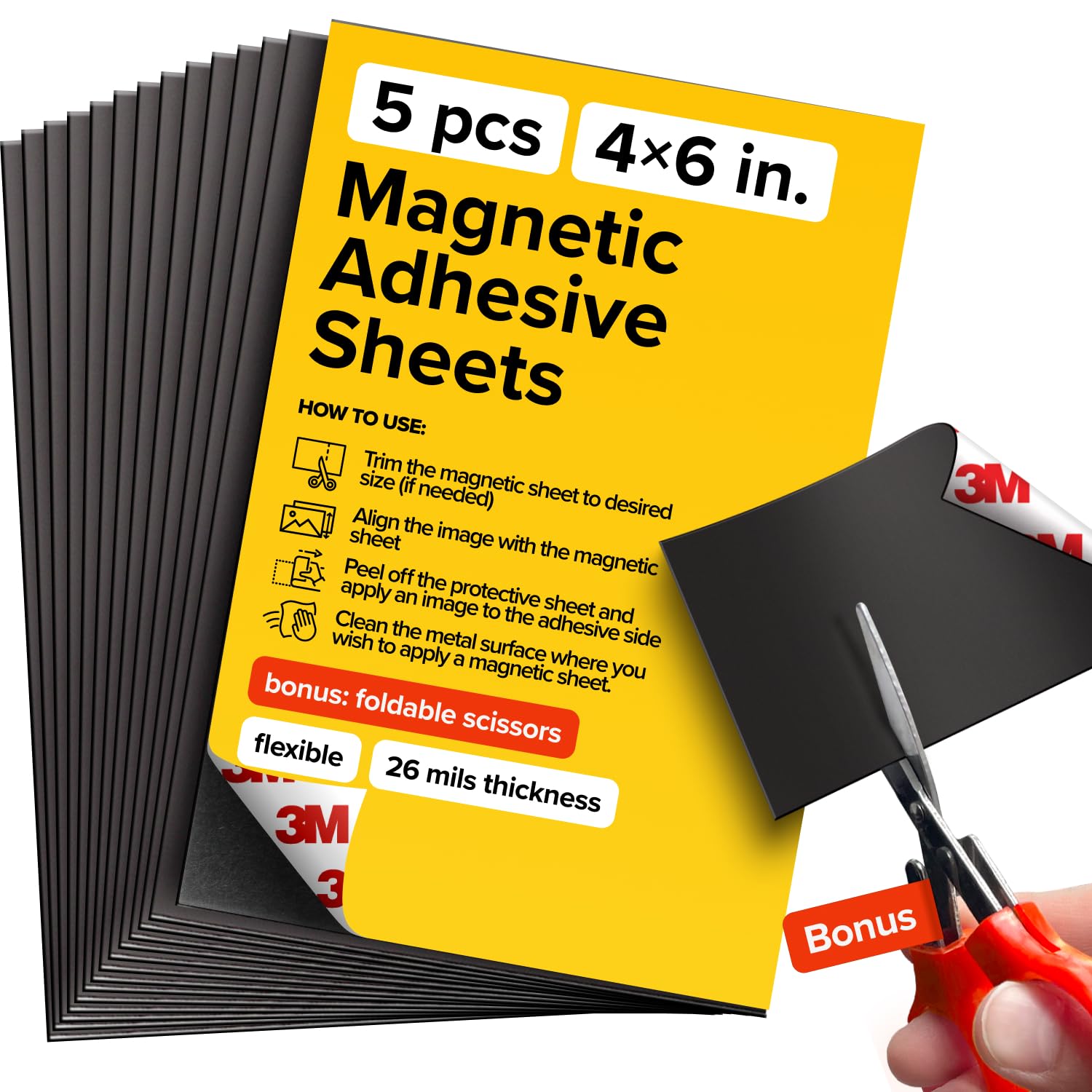 DIY Craft Magnetic Sheets with adhesive backing - Adhesive Sheets for Magnetic Stickers and Photos - 100% Customizable