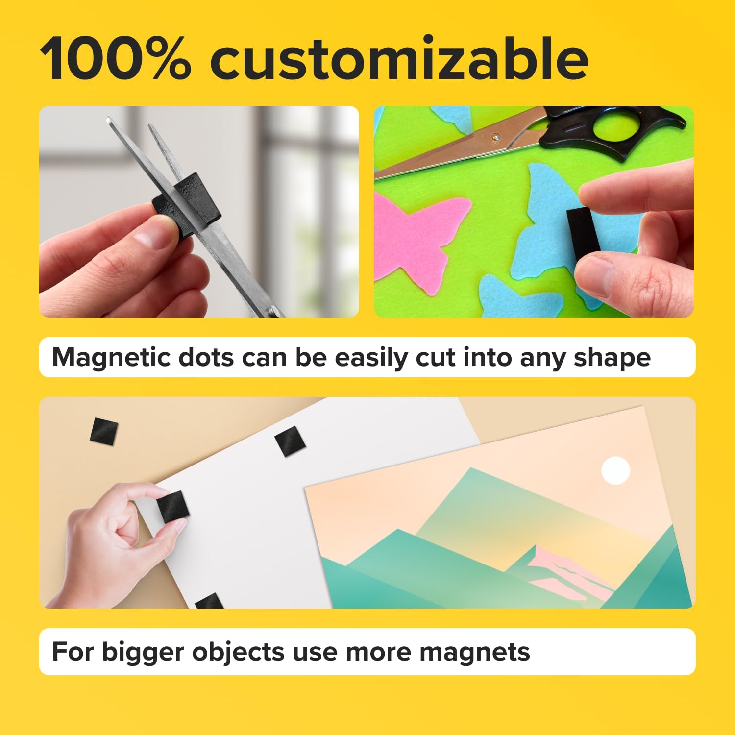 Hyper-Sticky Magnets with Adhesive Backing - 110pcs 0.8x0.08 Strong Magnetic Squares for Whiteboard Fridge - Easy-to-Cut Stickers for Planning and Organization - Teacher Must Have - Teacher Supplies