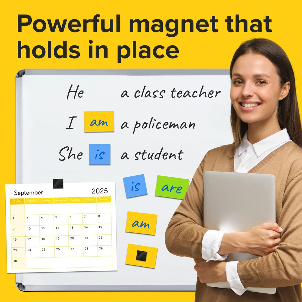 Hyper-Sticky Magnets with Adhesive Backing - 110pcs 0.8x0.08 Strong Magnetic Squares for Whiteboard Fridge - Easy-to-Cut Stickers for Planning and Organization - Teacher Must Have - Teacher Supplies