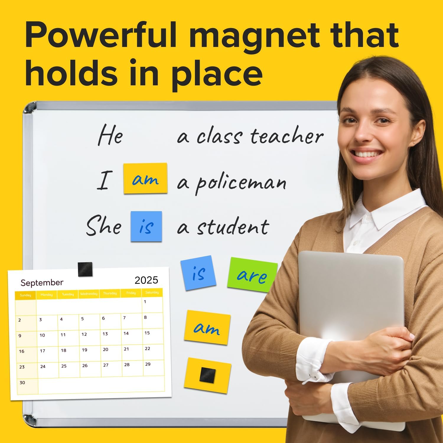 Hyper-Sticky Magnets with Adhesive Backing - 110pcs 0.8x0.08 Strong Magnetic Squares for Whiteboard Fridge - Easy-to-Cut Stickers for Planning and Organization - Teacher Must Have - Teacher Supplies