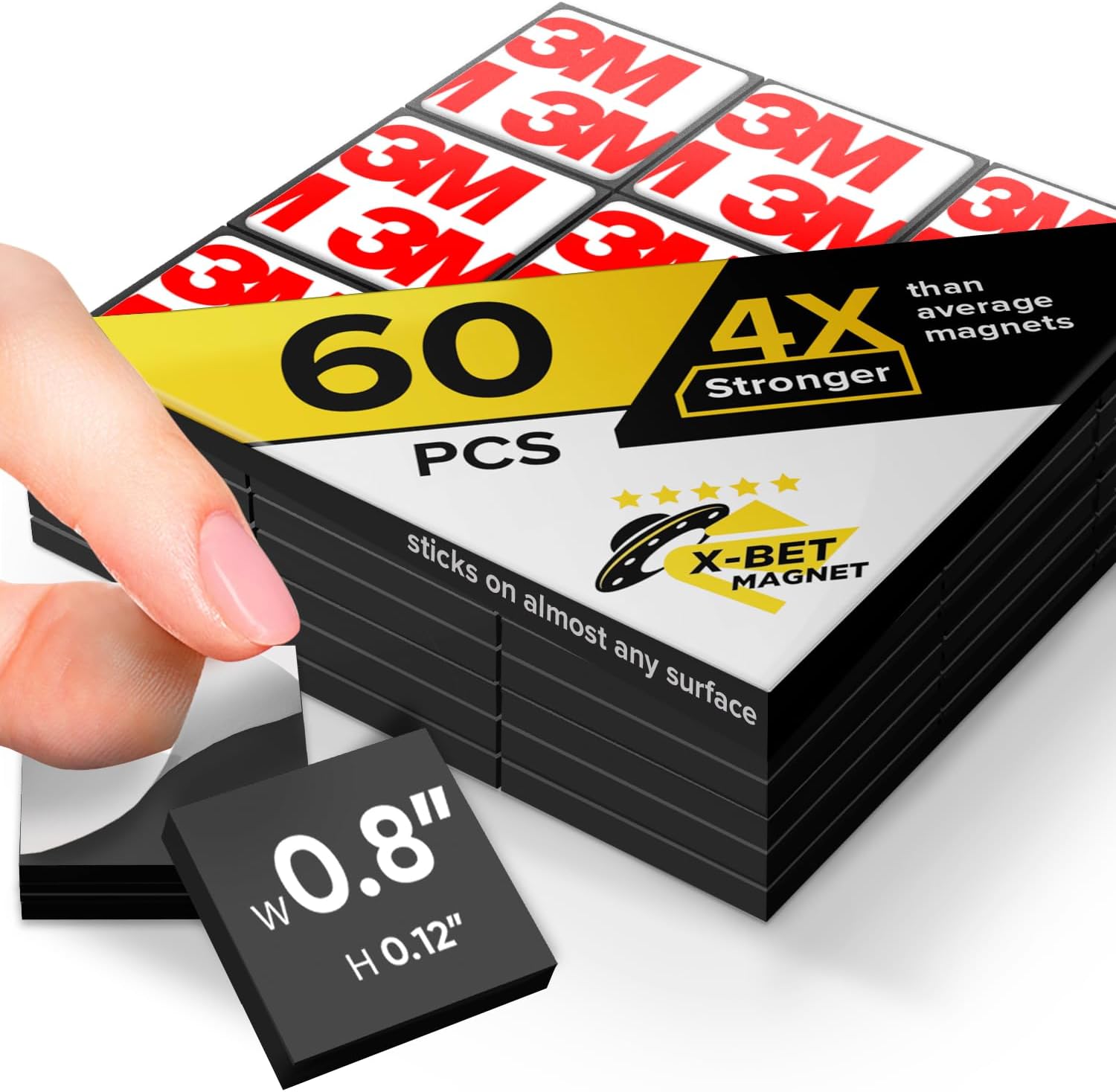 Hyper-Sticky Magnets with Adhesive Backing - Strong Magnetic Squares for Whiteboard, Fridge, Crafts - Easy to Cut Stickers for Planning and Organization