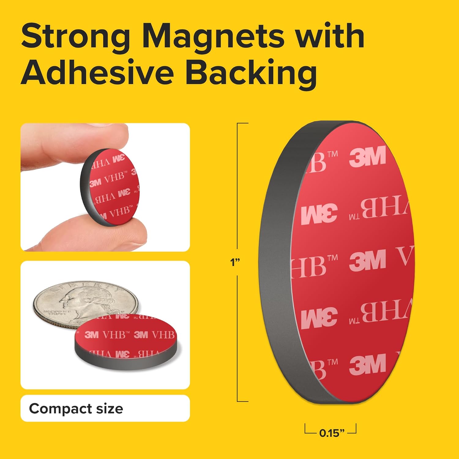 Adhesive Magnets - Ferrite Magnetic - Round Disc - Strong Sticky Adhesive Backing - Ceramic