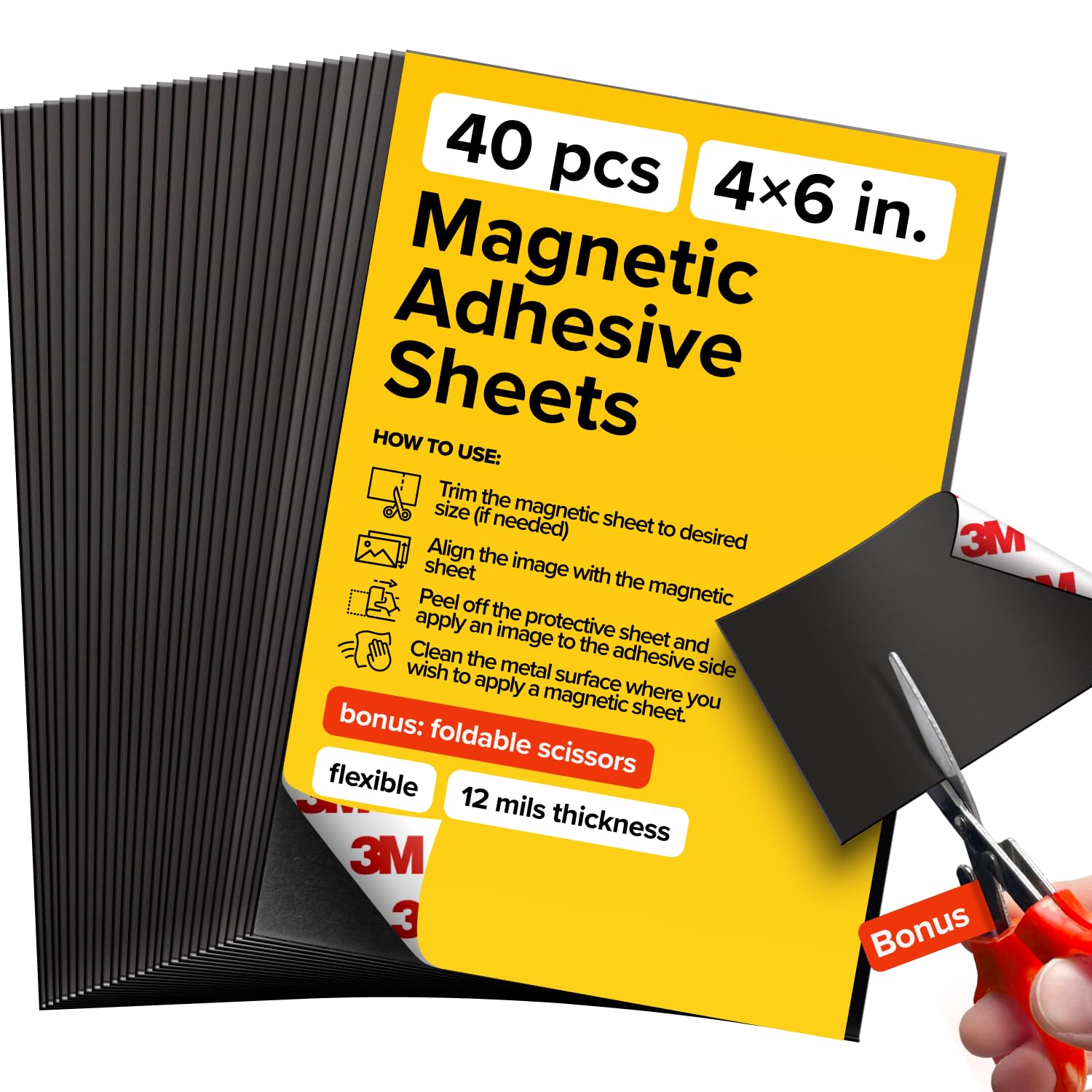 DIY Craft Magnetic Sheets with adhesive backing - Adhesive Sheets for Magnetic Stickers and Photos - 100% Customizable