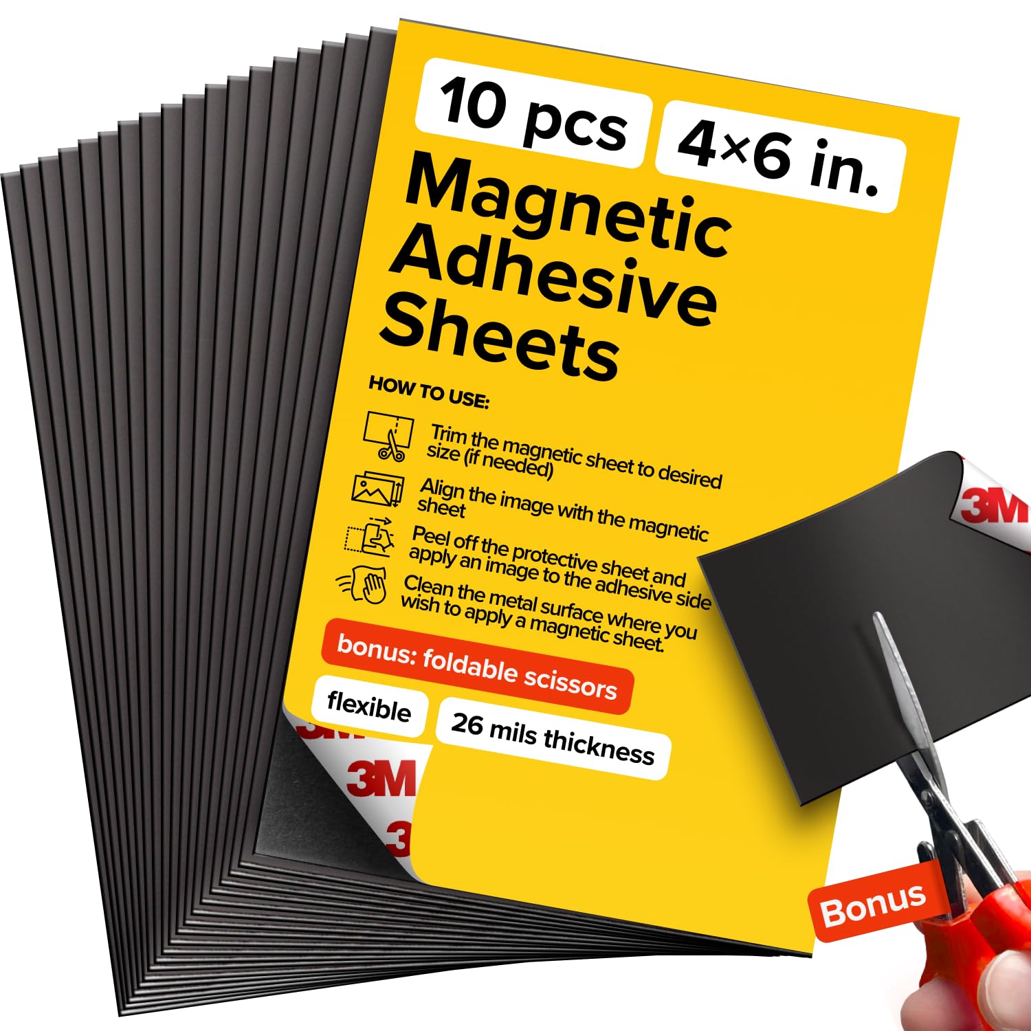 DIY Craft Magnetic Sheets with adhesive backing - Adhesive Sheets for Magnetic Stickers and Photos - 100% Customizable
