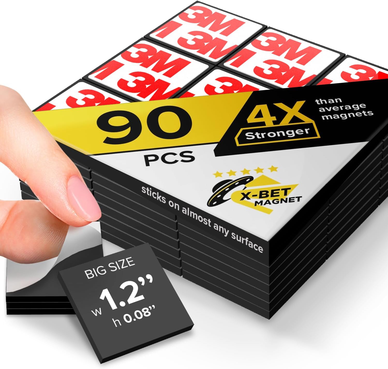 Hyper-Sticky Magnets with Adhesive Backing - Strong Magnetic Squares for Whiteboard, Fridge, Crafts - Easy to Cut Stickers for Planning and Organization