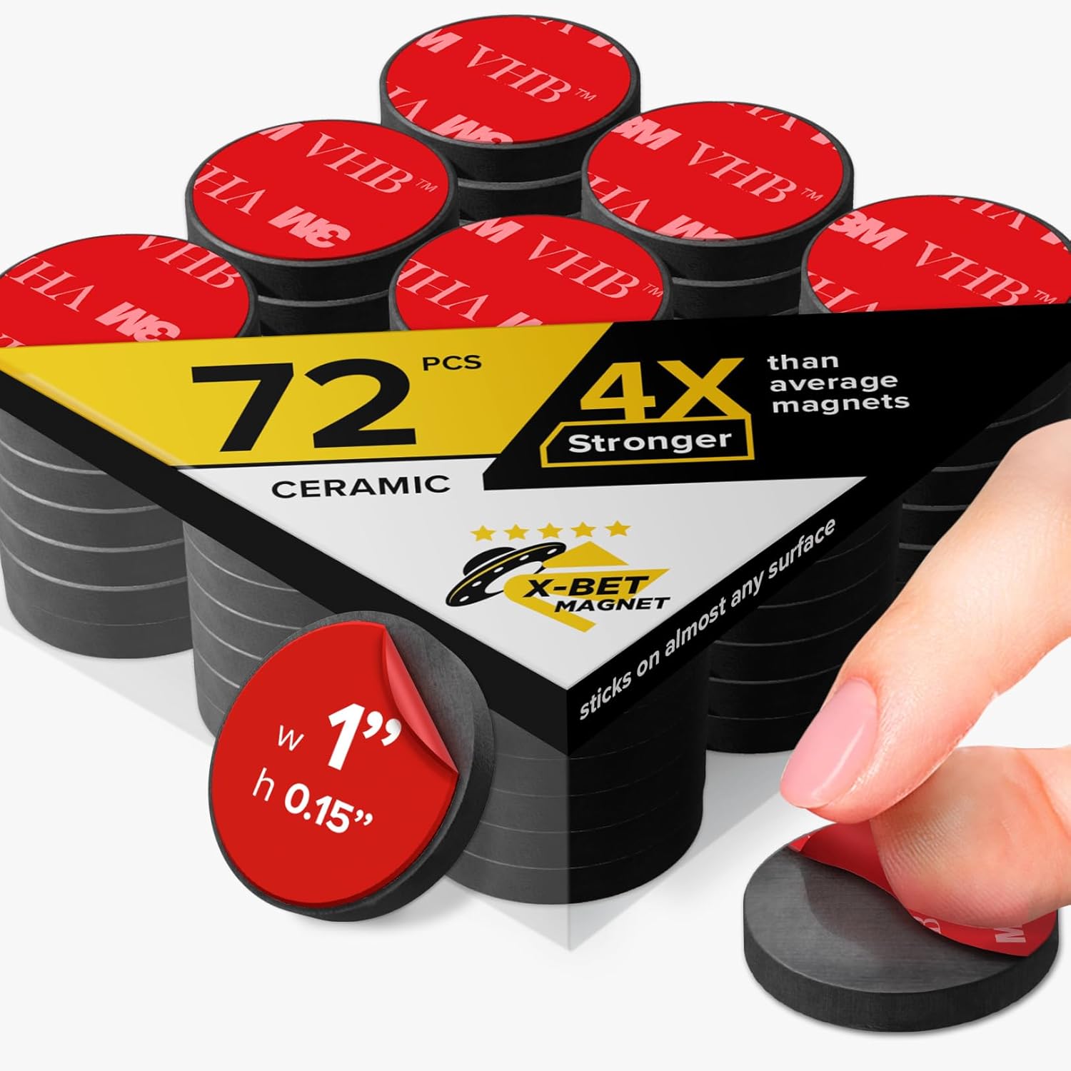 Adhesive Magnets - Ferrite Magnetic - Round Disc - Strong Sticky Adhesive Backing - Ceramic