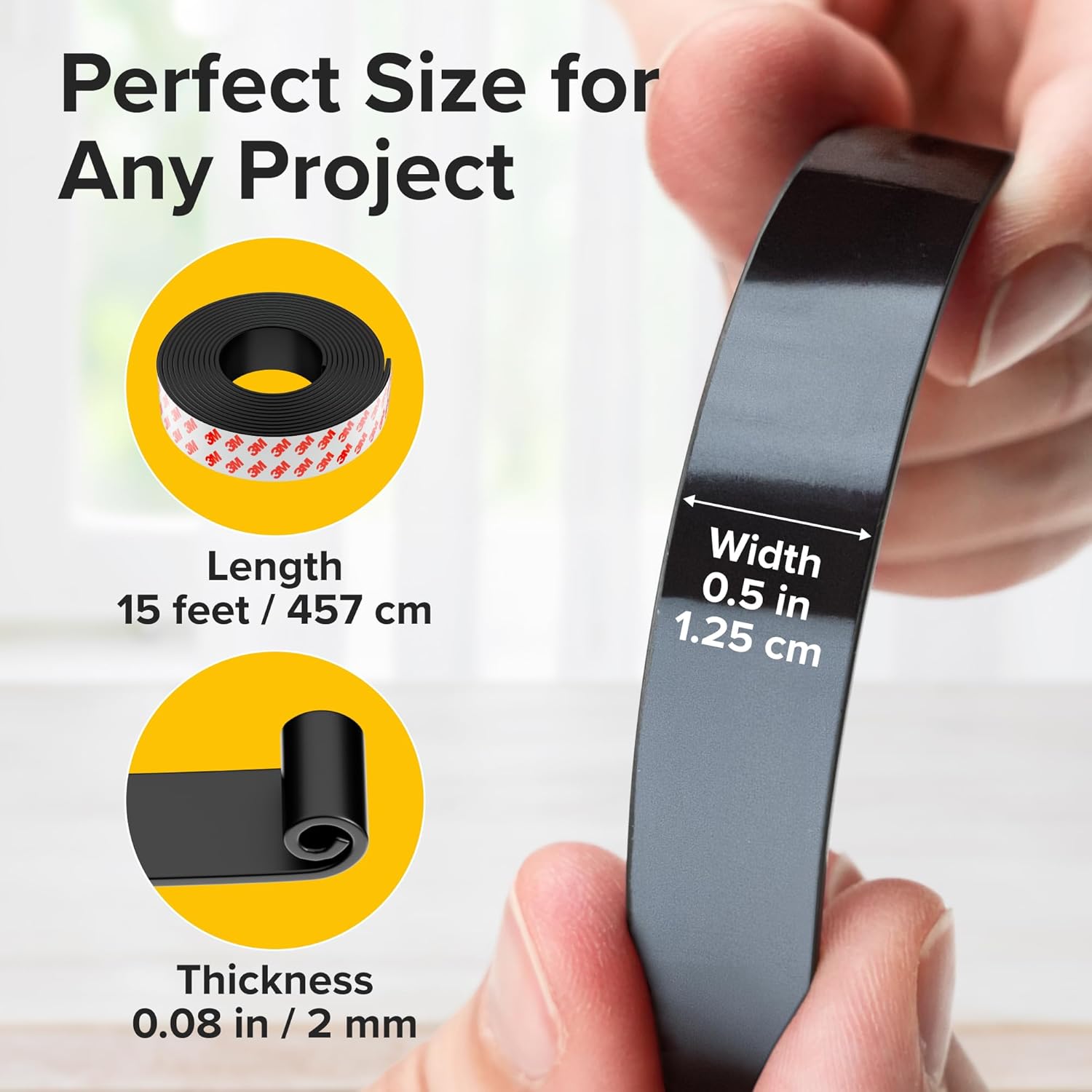 Super Sticky Magnetic Tape - Stong Magnet Strip with Adhesive Backing for DIY & Crafts