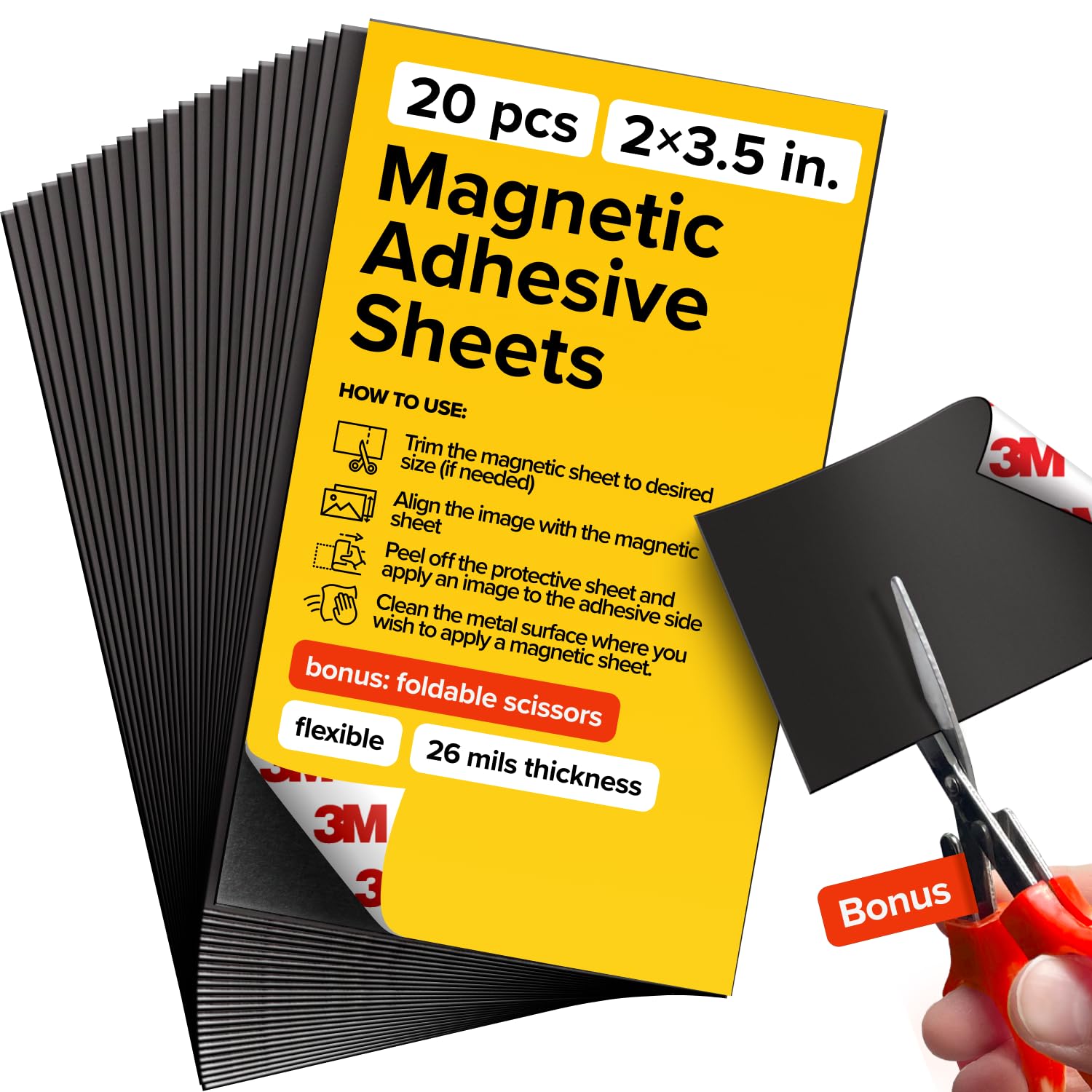 DIY Craft Magnetic Sheets with adhesive backing - Adhesive Sheets for Magnetic Stickers and Photos - 100% Customizable