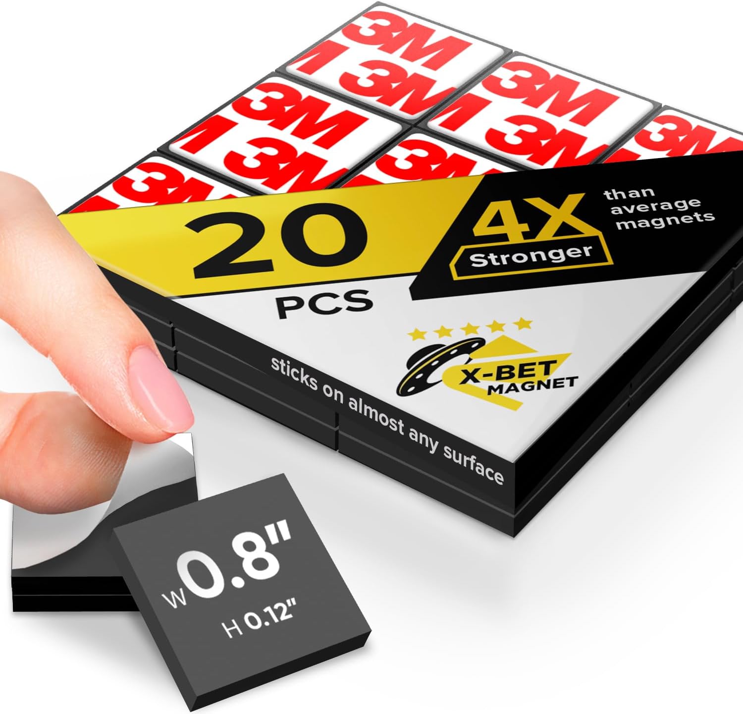 Hyper-Sticky Magnets with Adhesive Backing - Strong Magnetic Squares for Whiteboard, Fridge, Crafts - Easy to Cut Stickers for Planning and Organization